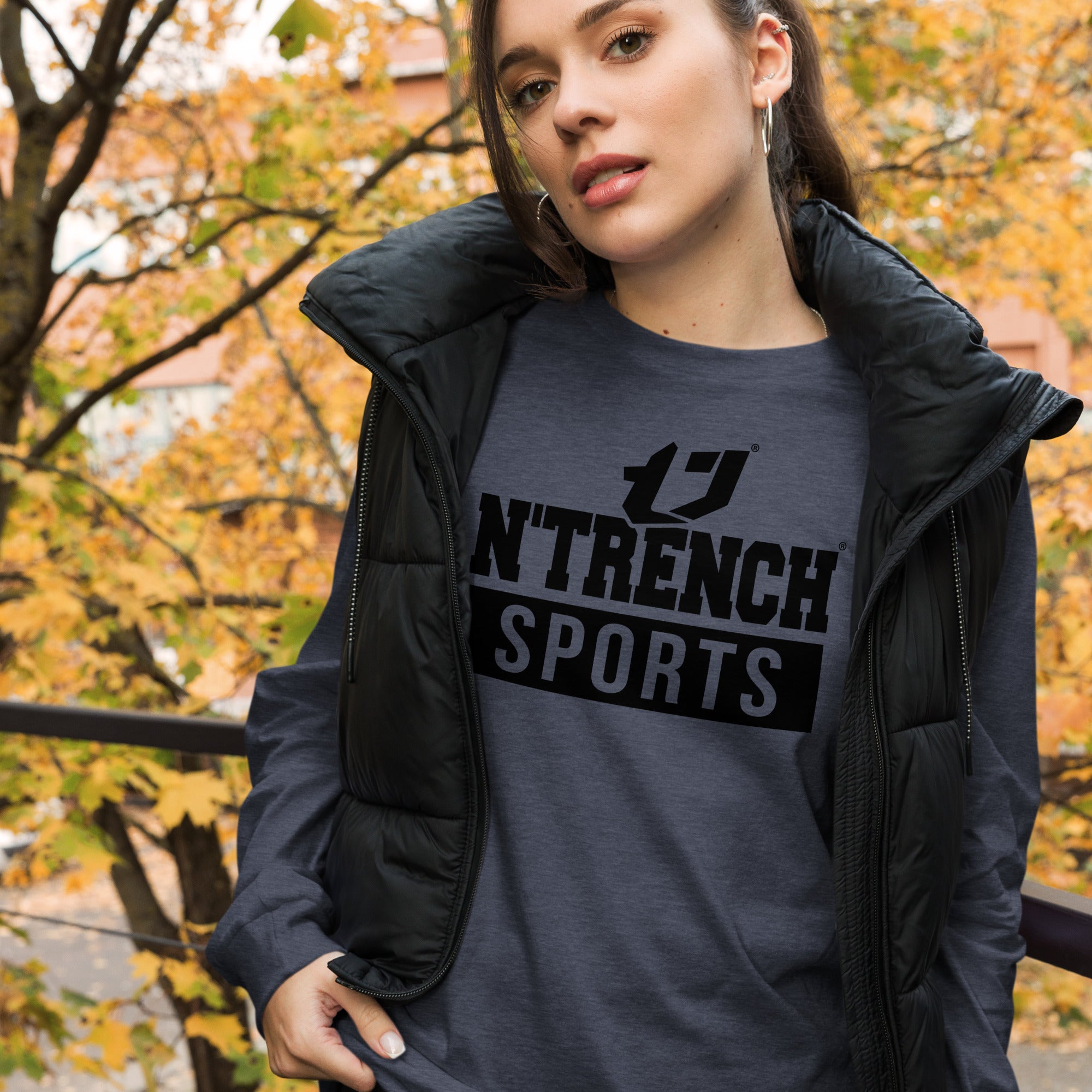 N'Trench Black Logo and Lettering Unisex Long Sleeve Tee