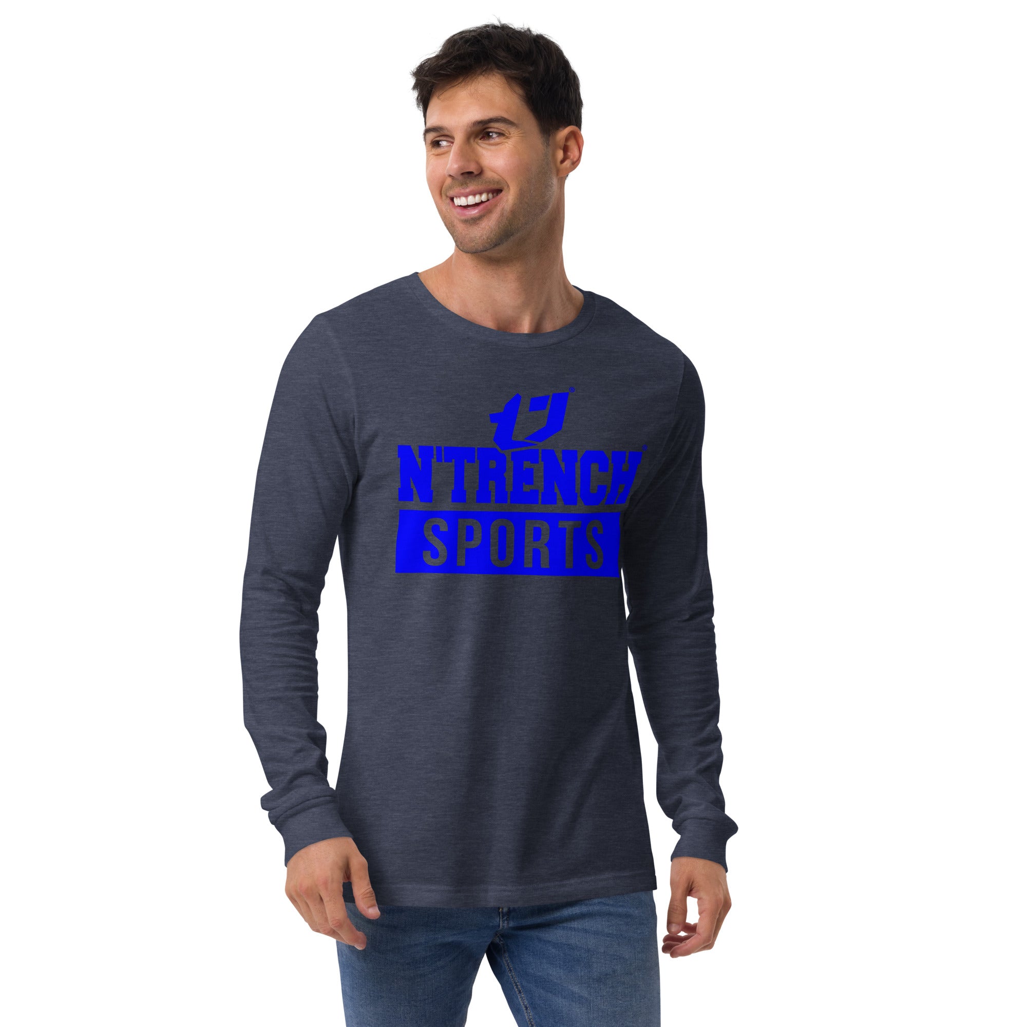 N'Trench Blue Logo and Lettering Unisex Long Sleeve Tee