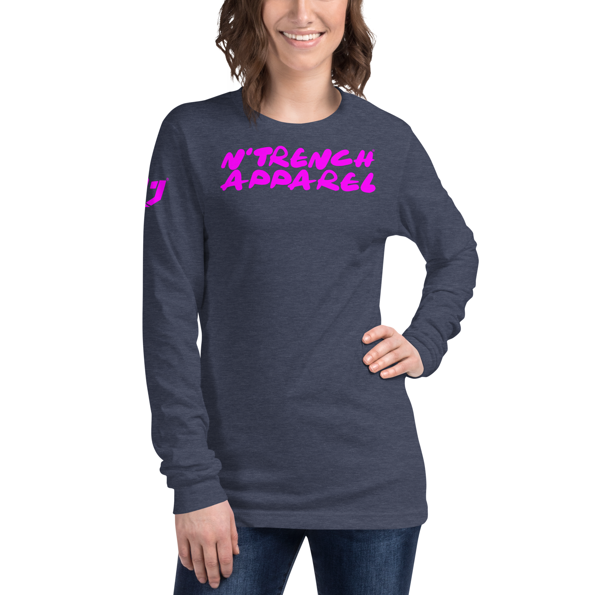 N'Trench Pink Lettering Women/Ladies Long Sleeve Tee