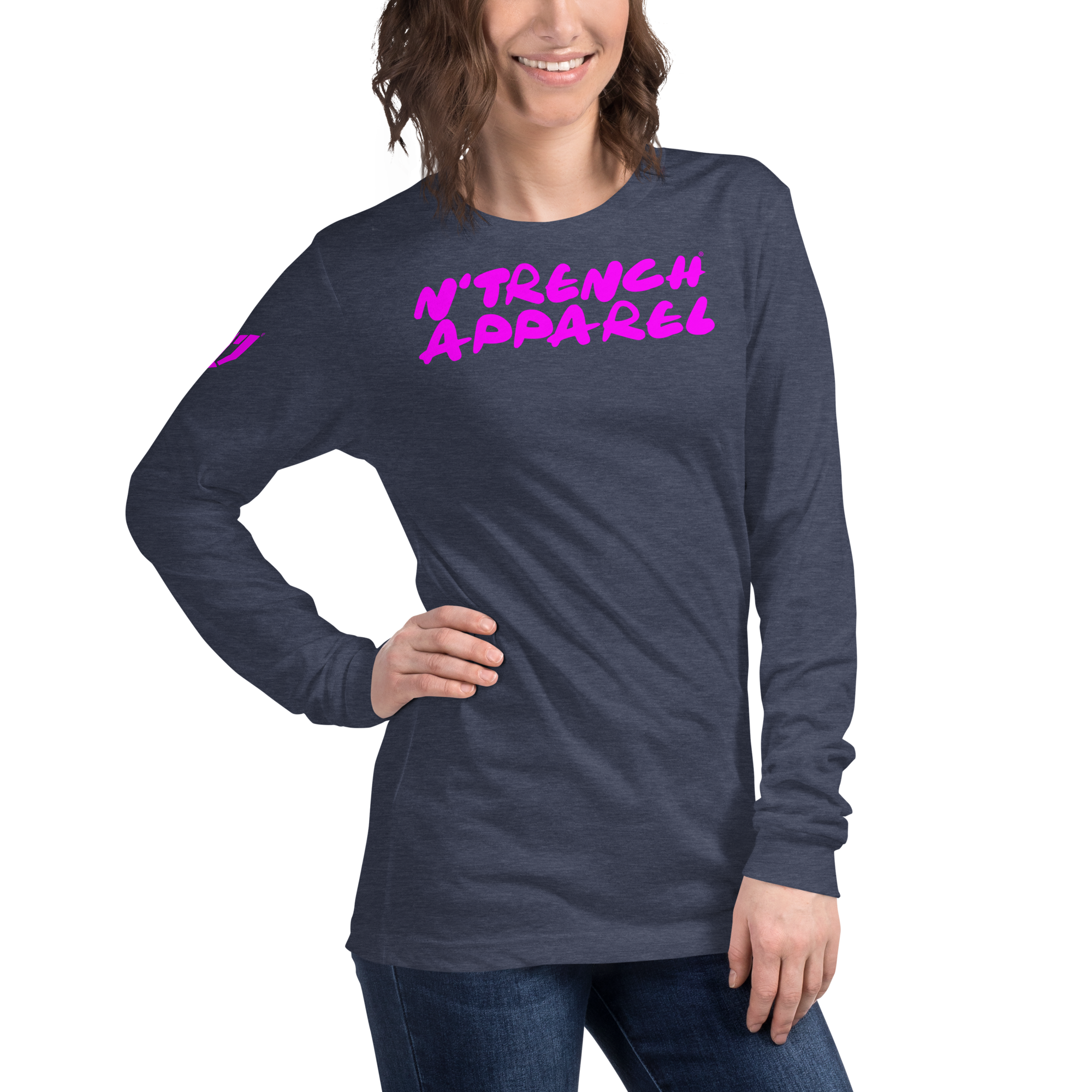 N'Trench Pink Lettering Women/Ladies Long Sleeve Tee