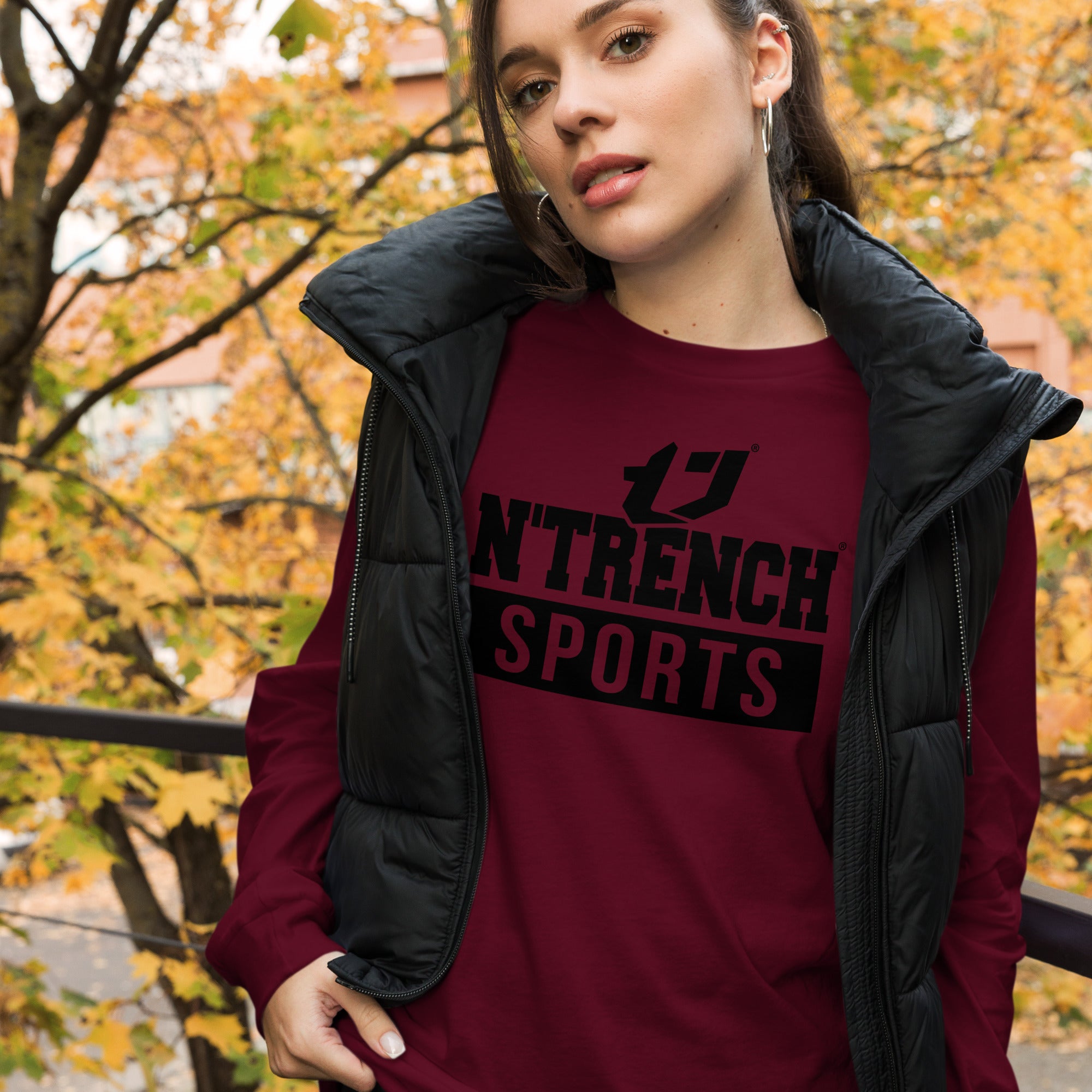 N'Trench Black Logo and Lettering Unisex Long Sleeve Tee