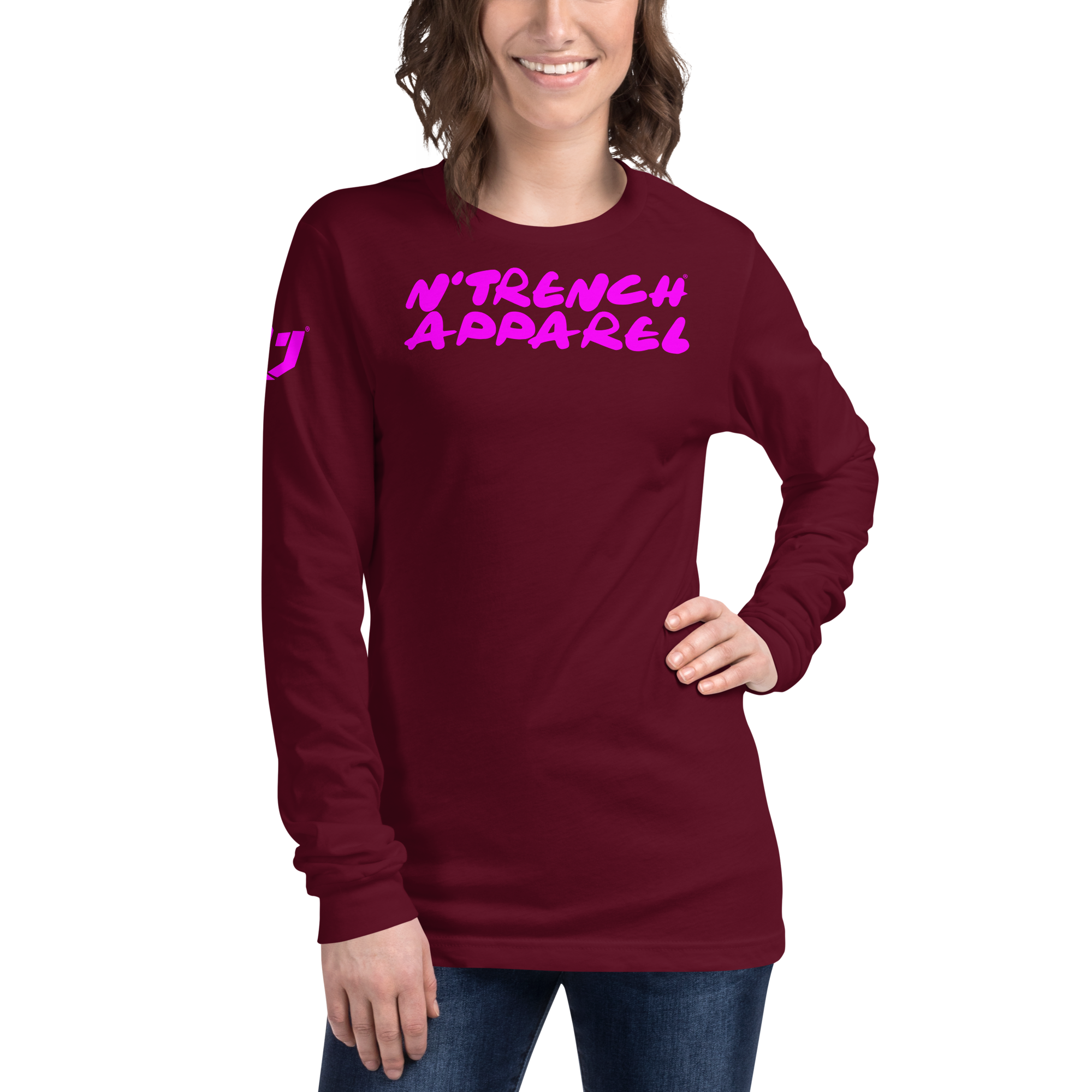 N'Trench Pink Lettering Women/Ladies Long Sleeve Tee