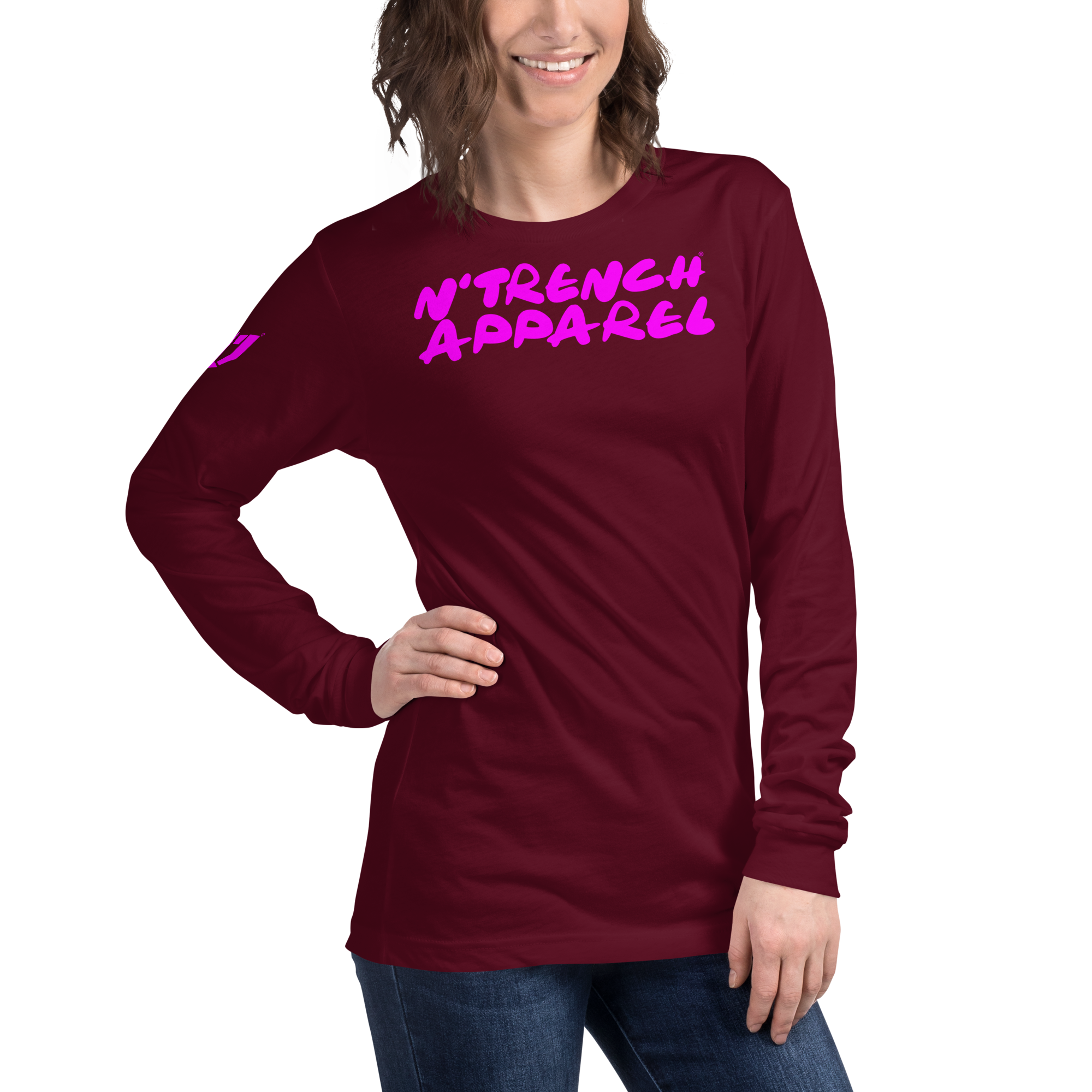 N'Trench Pink Lettering Women/Ladies Long Sleeve Tee