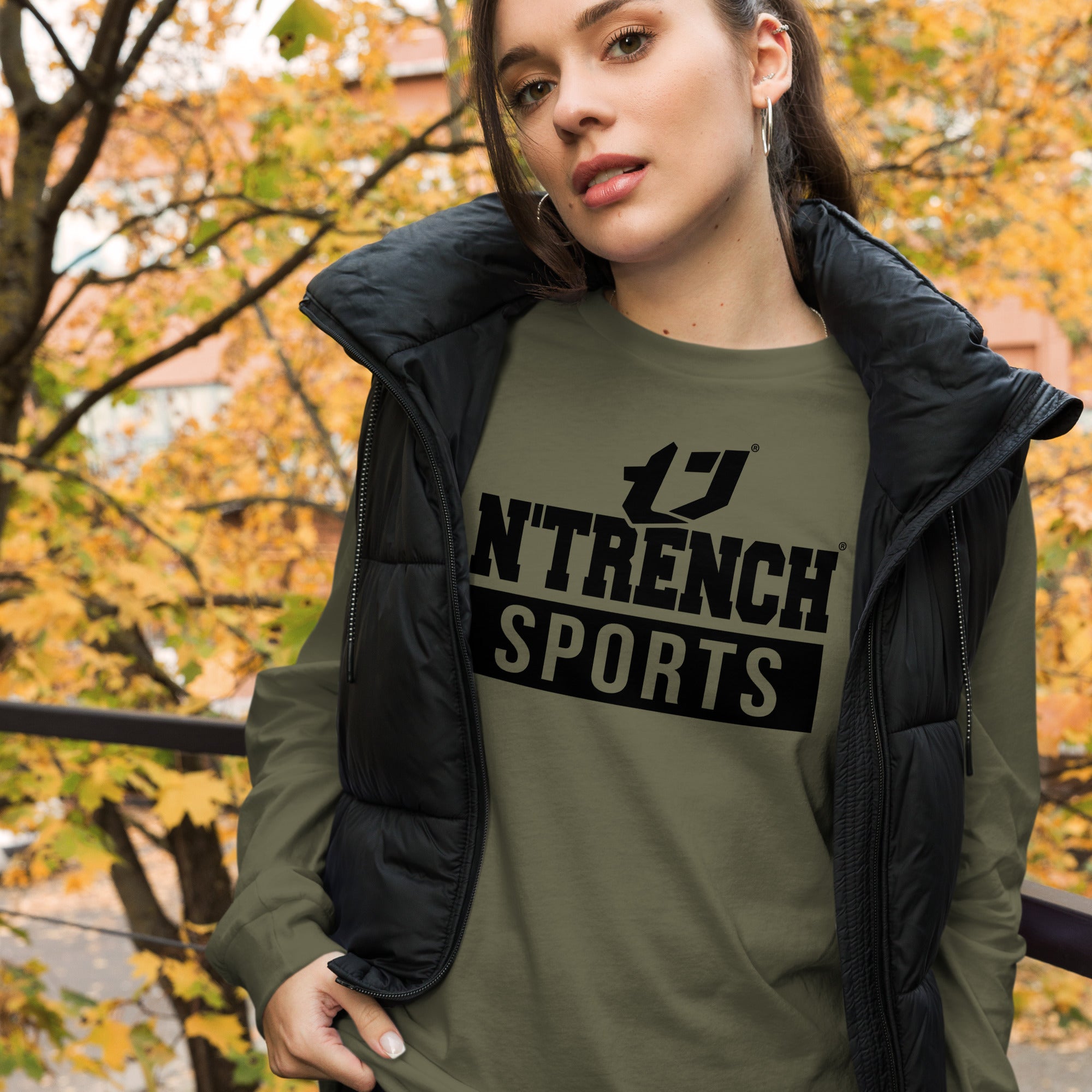 N'Trench Black Logo and Lettering Unisex Long Sleeve Tee