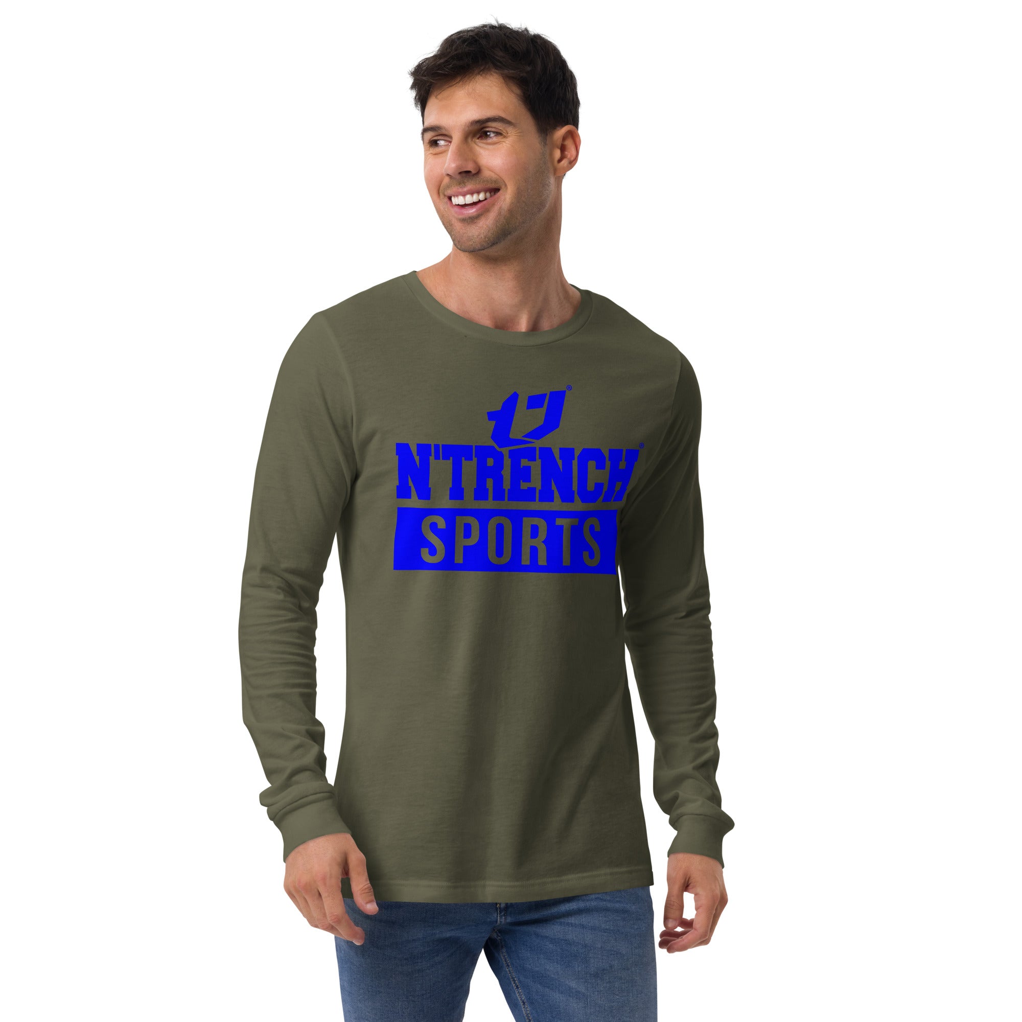 N'Trench Blue Logo and Lettering Unisex Long Sleeve Tee