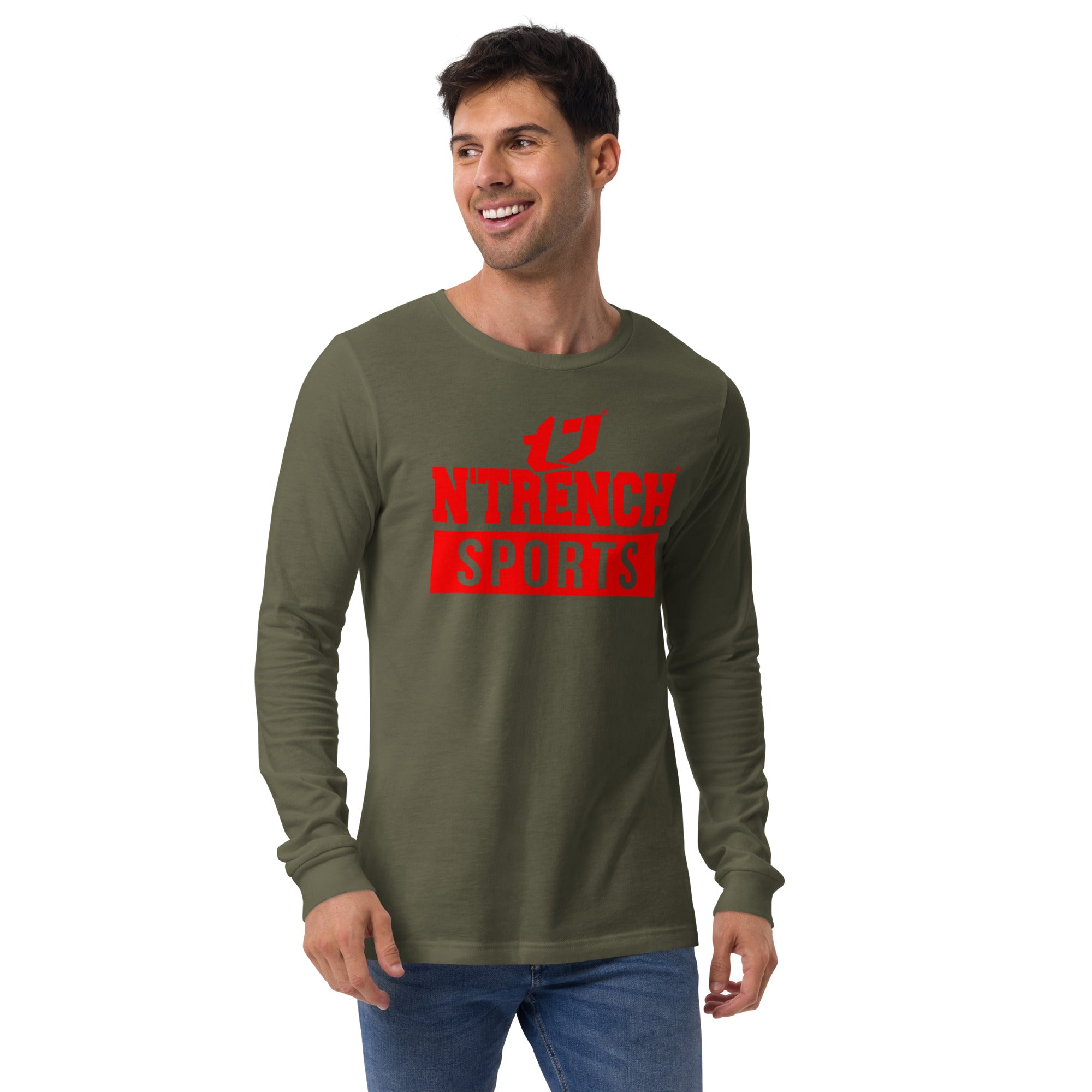 N'Trench Red Logo and Lettering Unisex Long Sleeve Tee