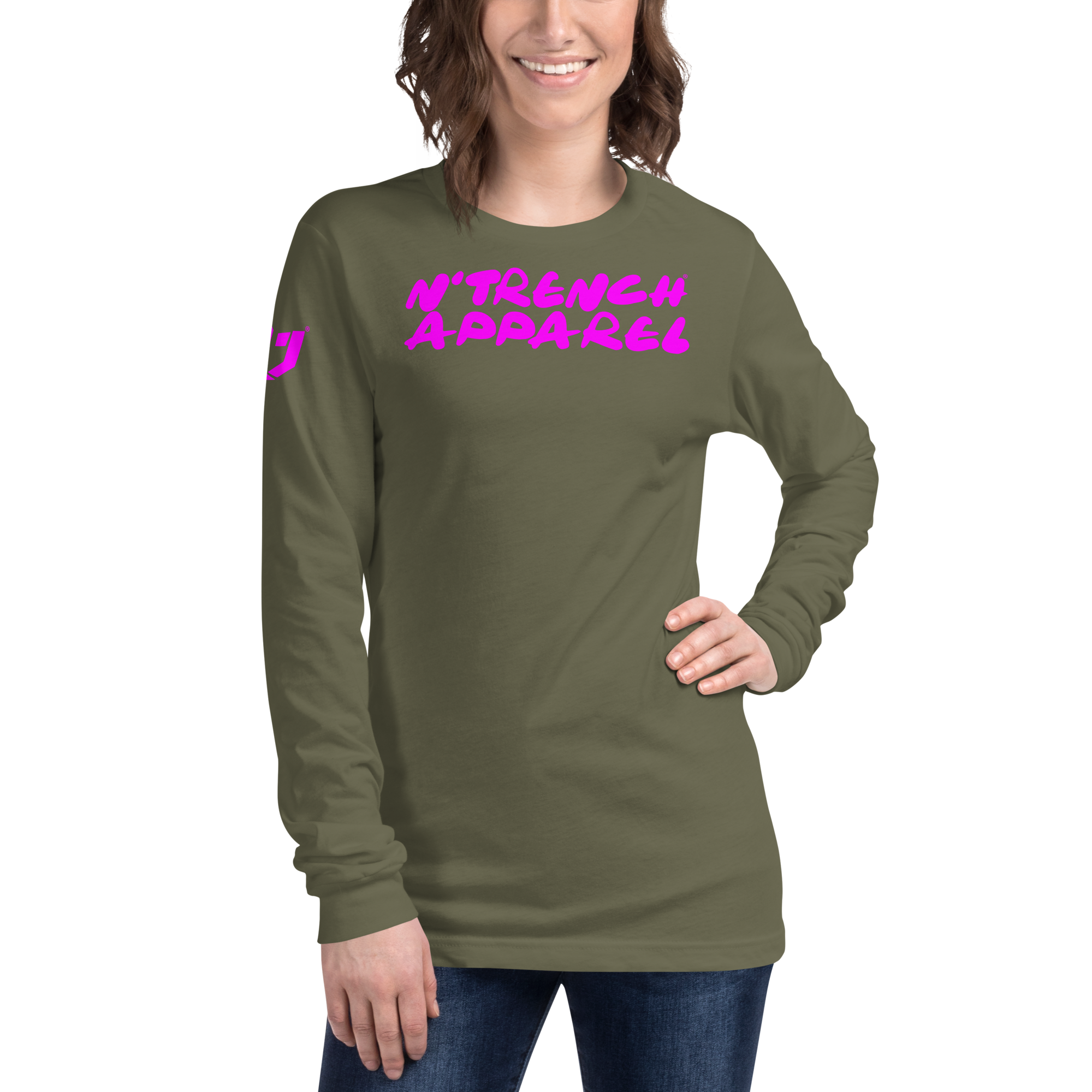 N'Trench Pink Lettering Women/Ladies Long Sleeve Tee