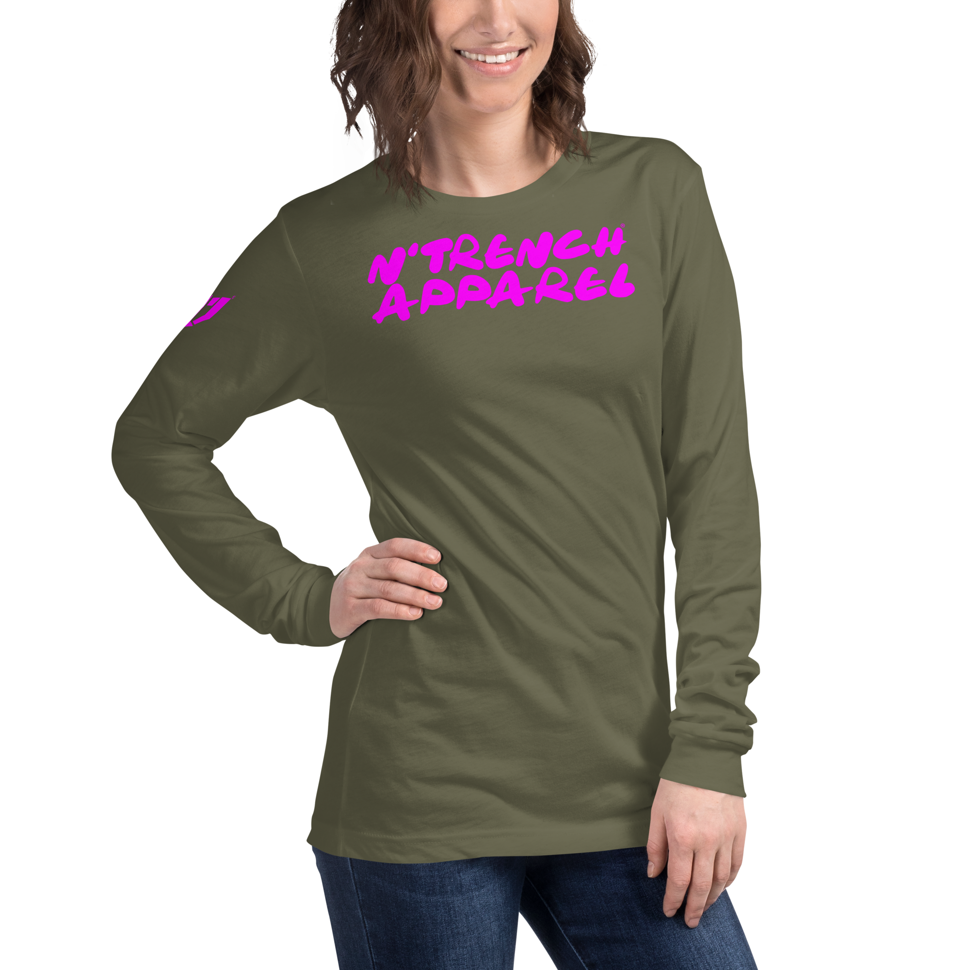 N'Trench Pink Lettering Women/Ladies Long Sleeve Tee