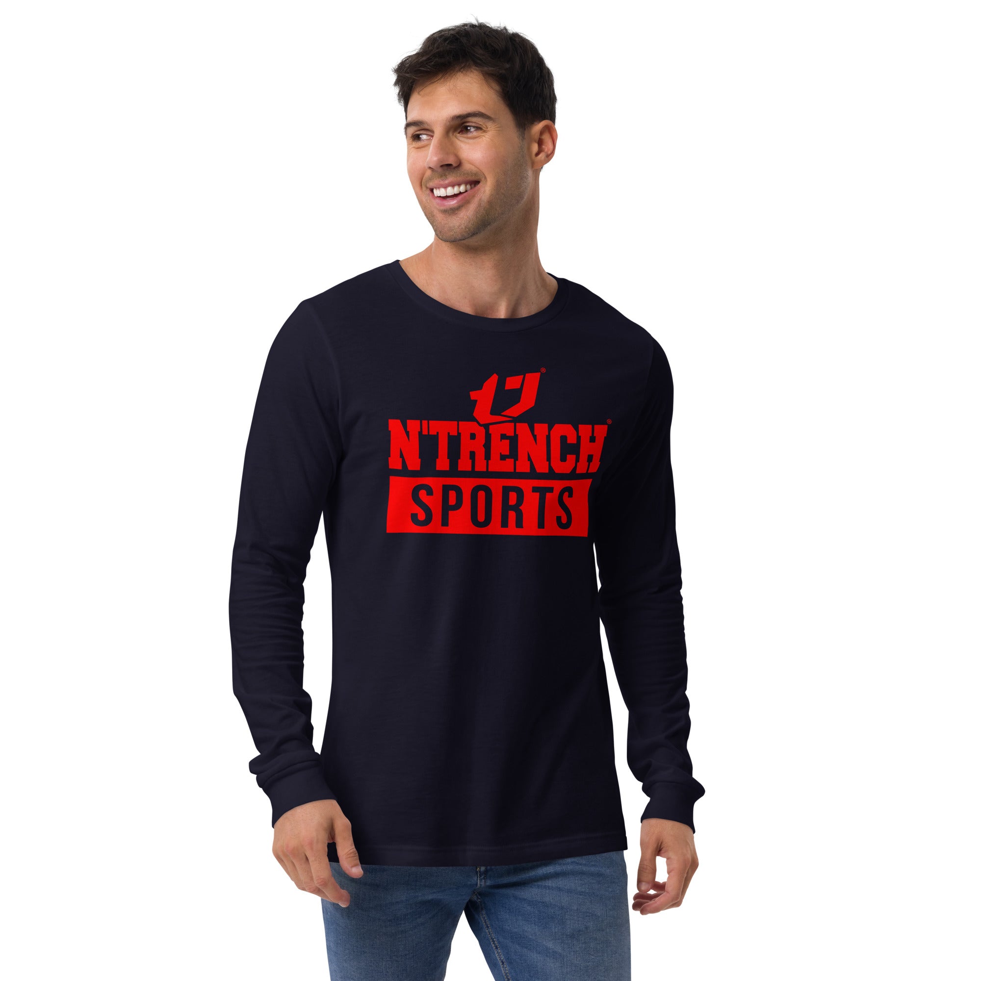 N'Trench Red Logo and Lettering Unisex Long Sleeve Tee