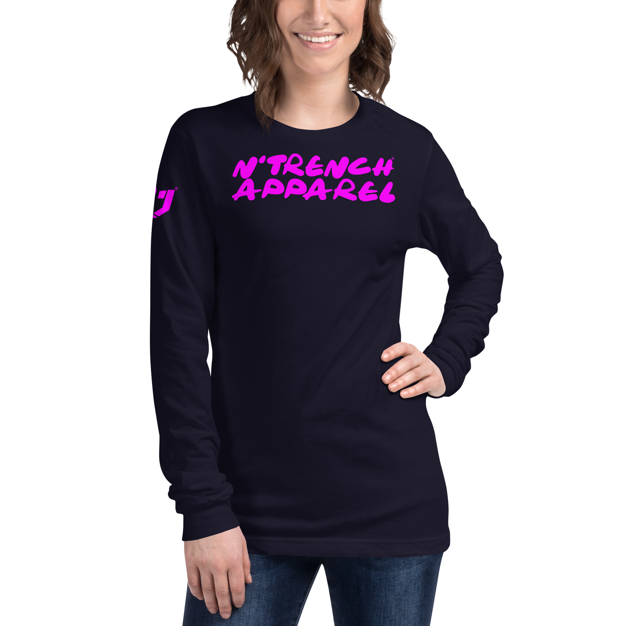 N'Trench Pink Lettering Women/Ladies Long Sleeve Tee