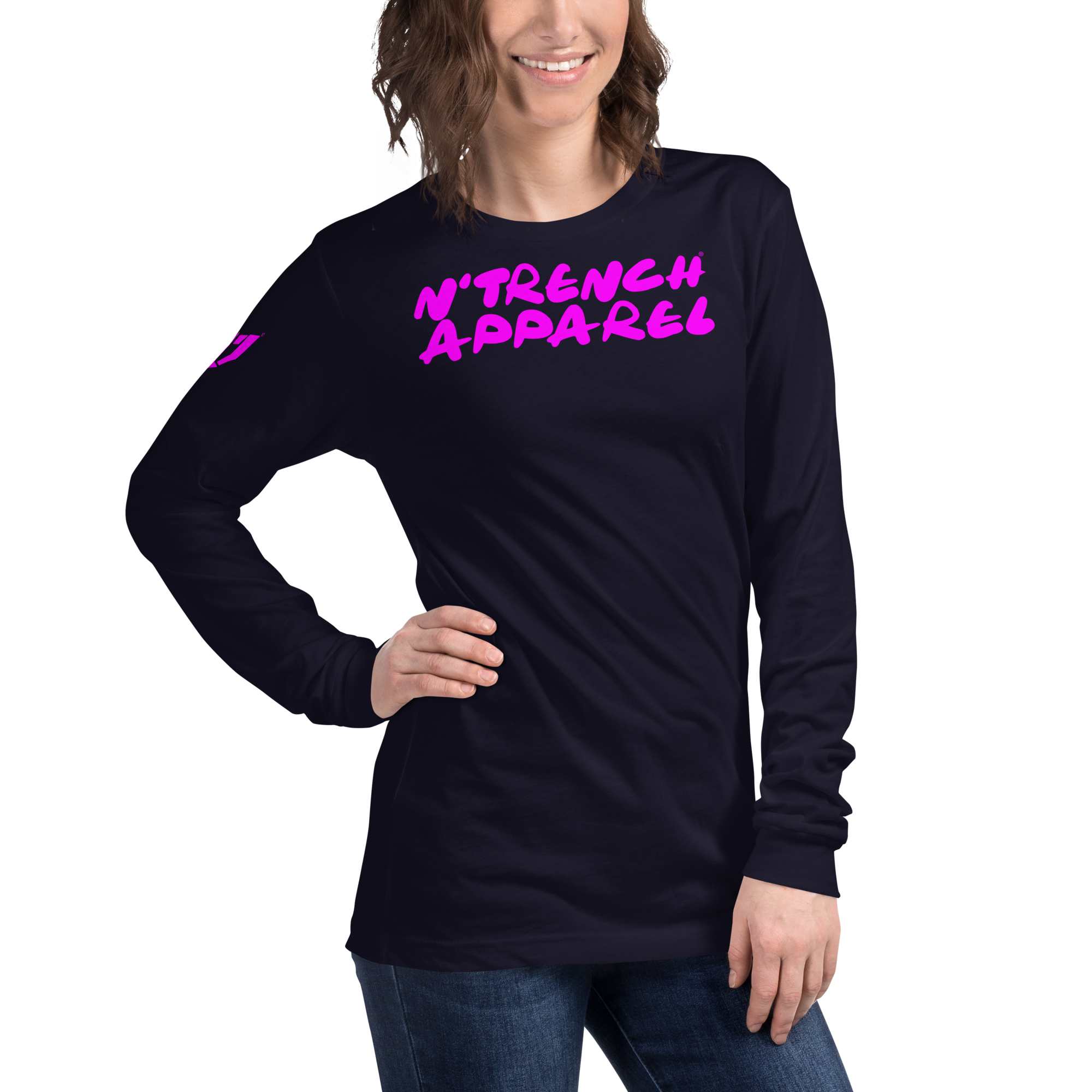 N'Trench Pink Lettering Women/Ladies Long Sleeve Tee