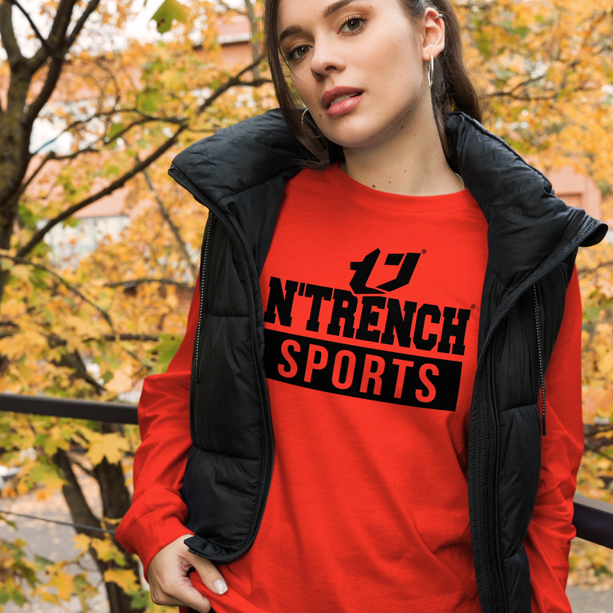 N'Trench Black Logo and Lettering Unisex Long Sleeve Tee