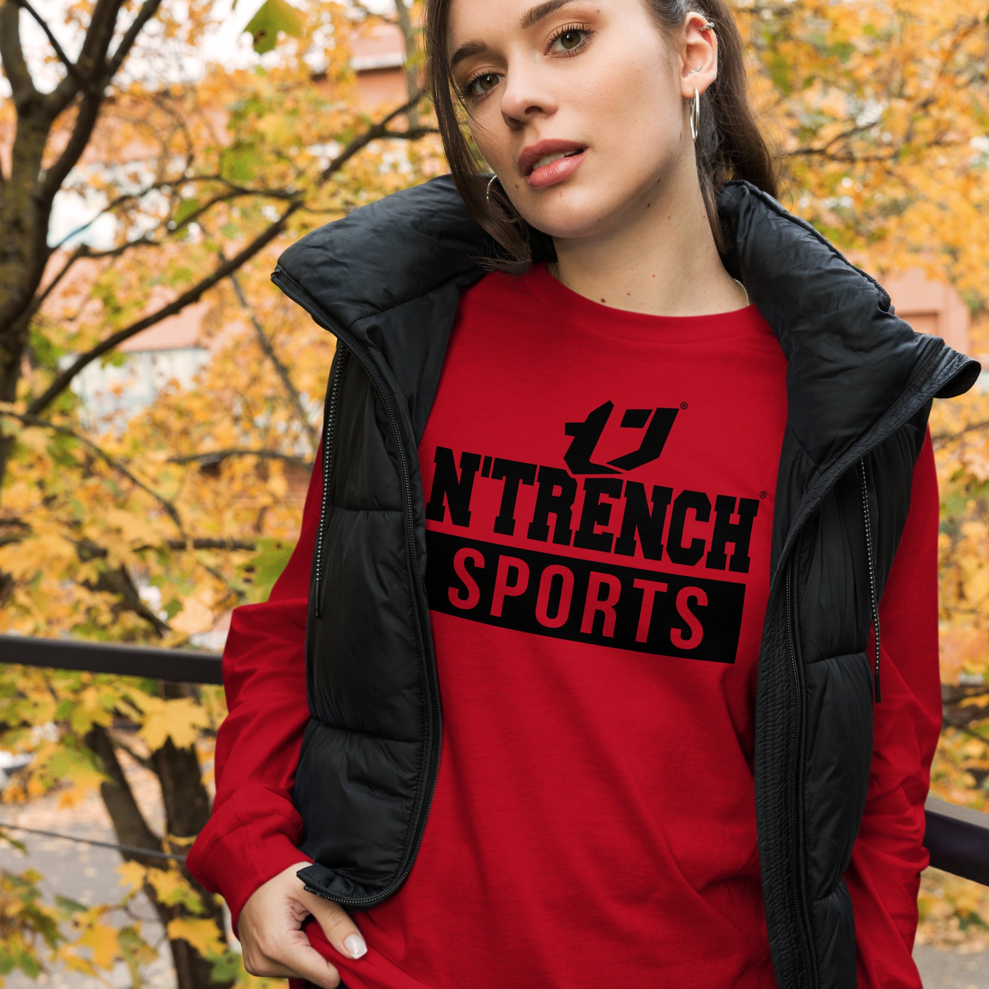 N'Trench Black Logo and Lettering Unisex Long Sleeve Tee