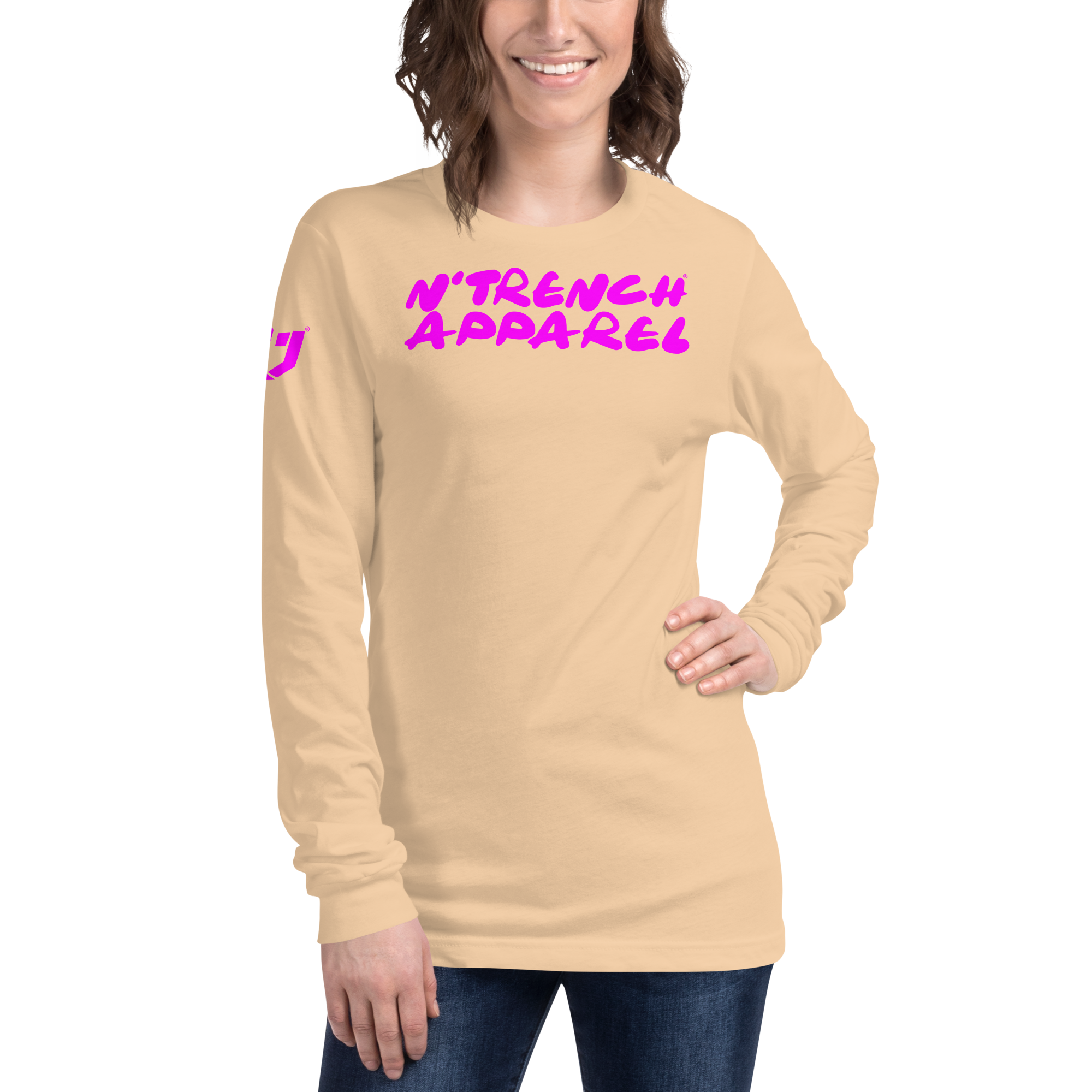 N'Trench Pink Lettering Women/Ladies Long Sleeve Tee