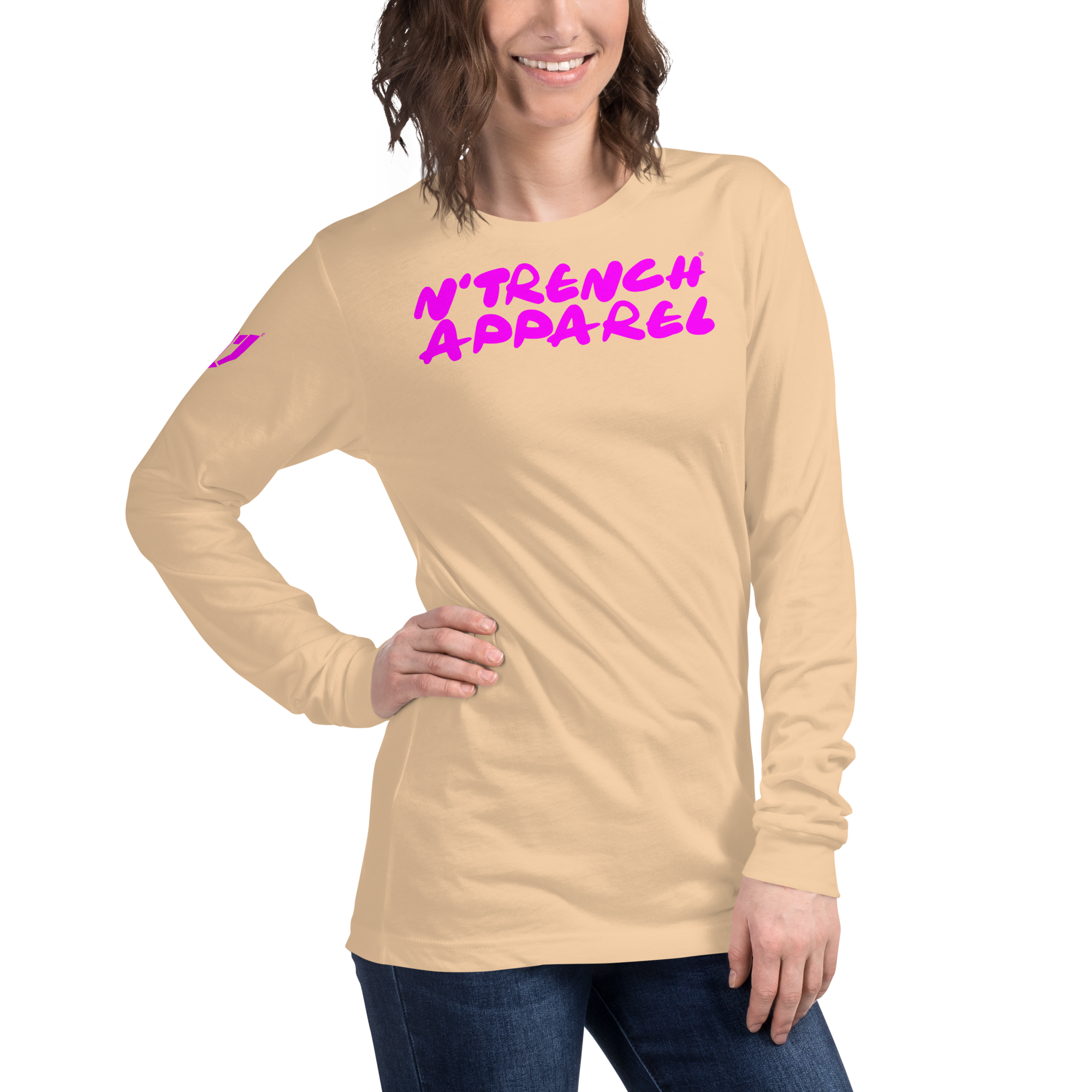 N'Trench Pink Lettering Women/Ladies Long Sleeve Tee