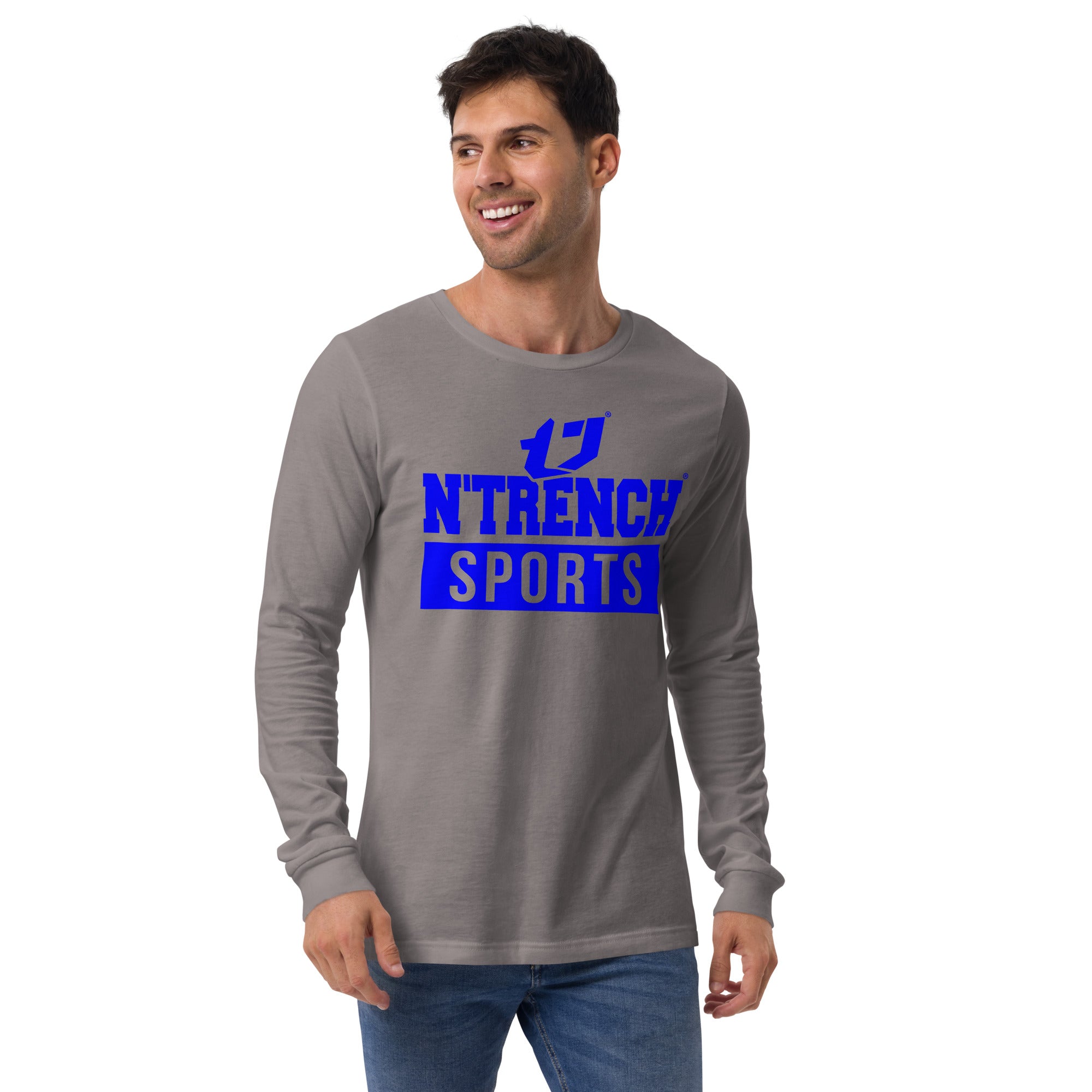 N'Trench Blue Logo and Lettering Unisex Long Sleeve Tee