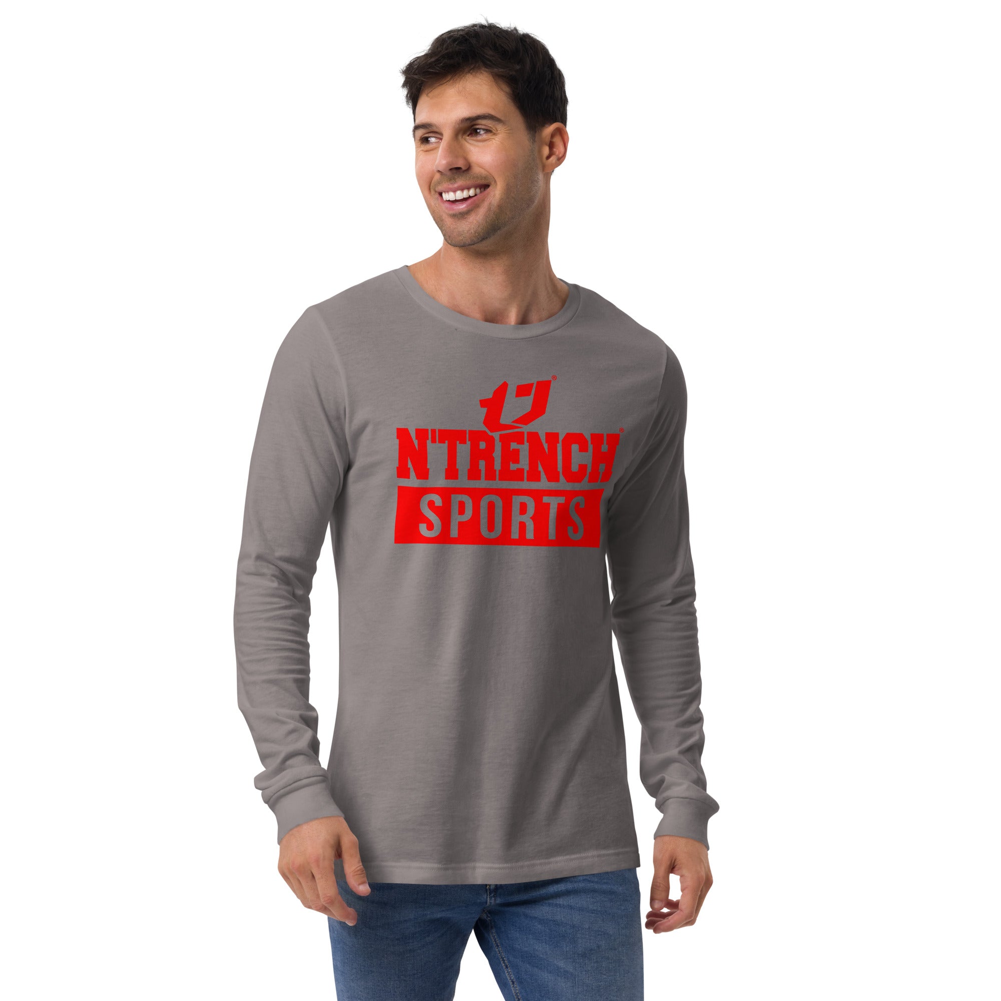 N'Trench Red Logo and Lettering Unisex Long Sleeve Tee