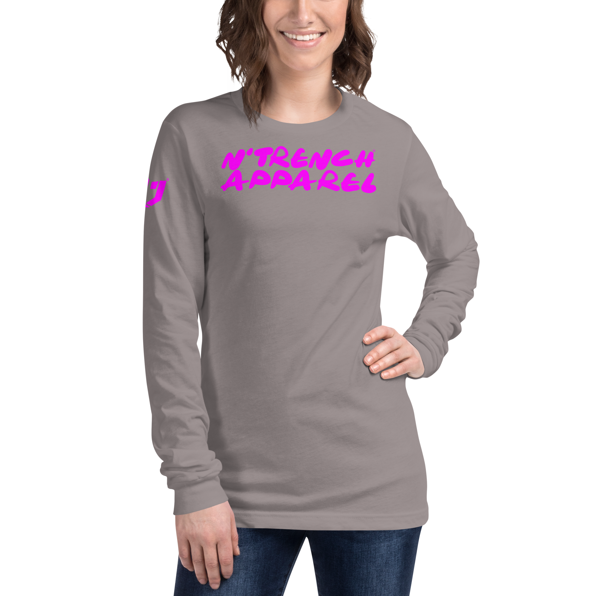 N'Trench Pink Lettering Women/Ladies Long Sleeve Tee