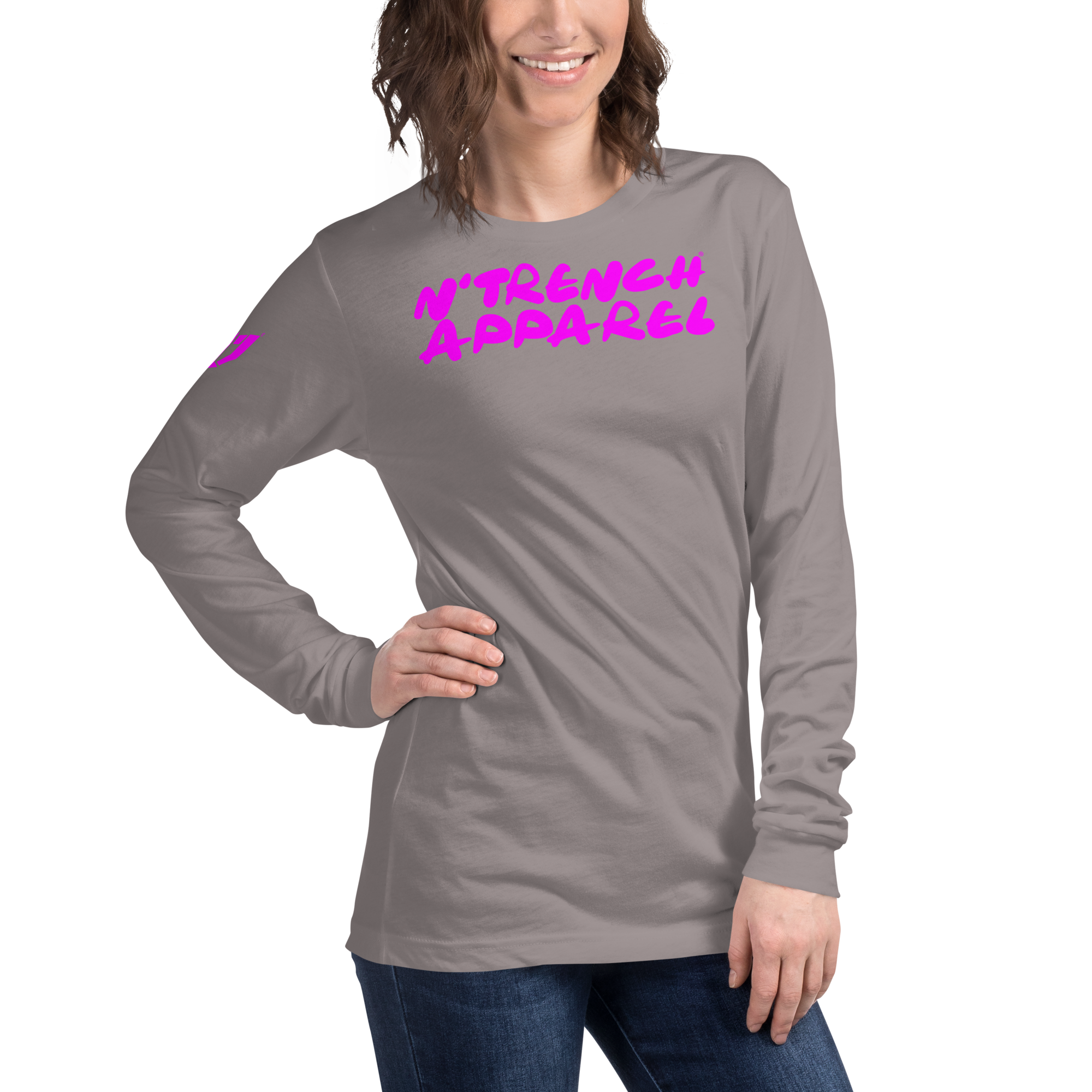 N'Trench Pink Lettering Women/Ladies Long Sleeve Tee