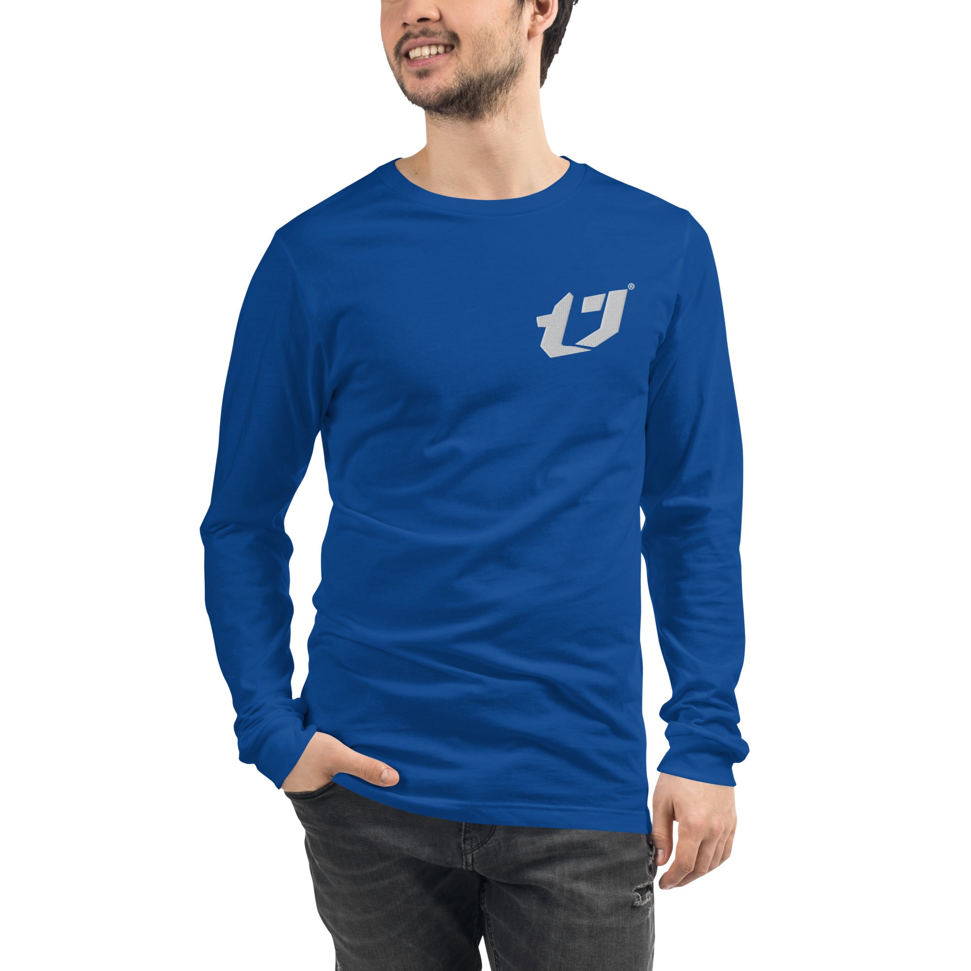 N'Trench Men/Guys Embroidery right centered logo Long Sleeve Tee