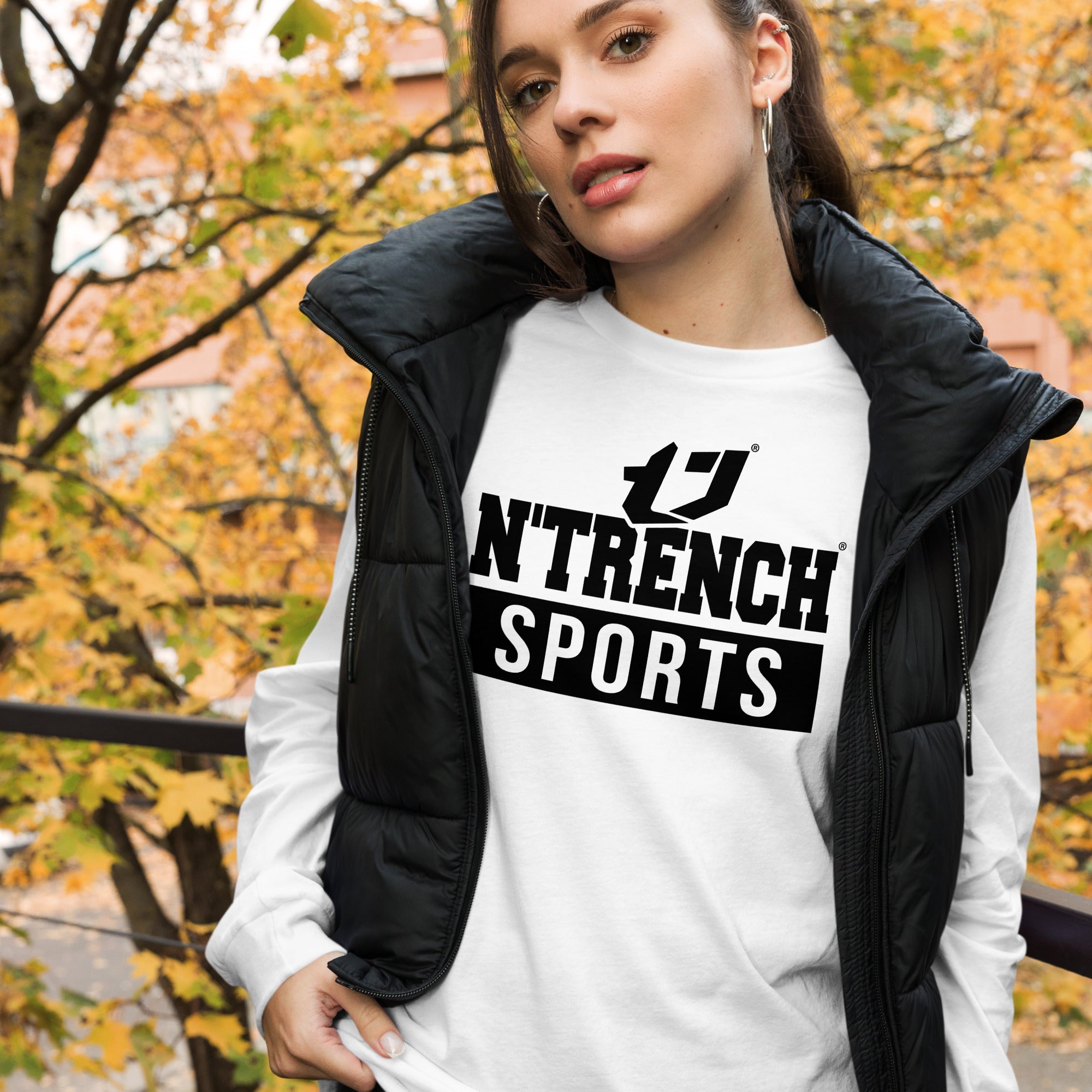 N'Trench Black Logo and Lettering Unisex Long Sleeve Tee