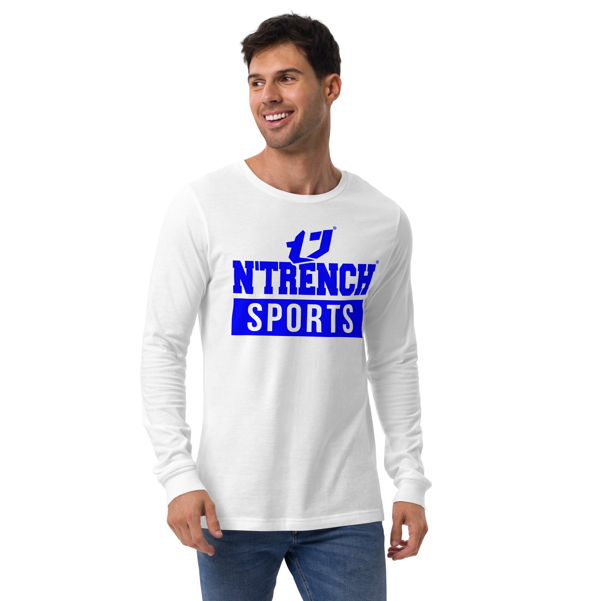 N'Trench Blue Logo and Lettering Unisex Long Sleeve Tee