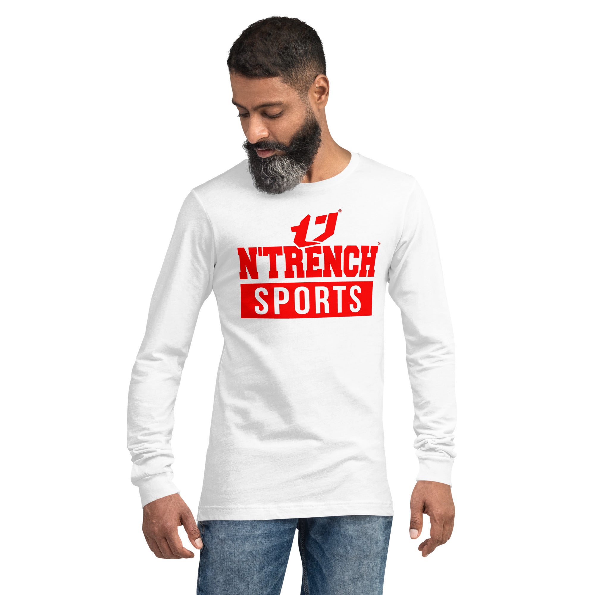 N'Trench Red Logo and Lettering Unisex Long Sleeve Tee