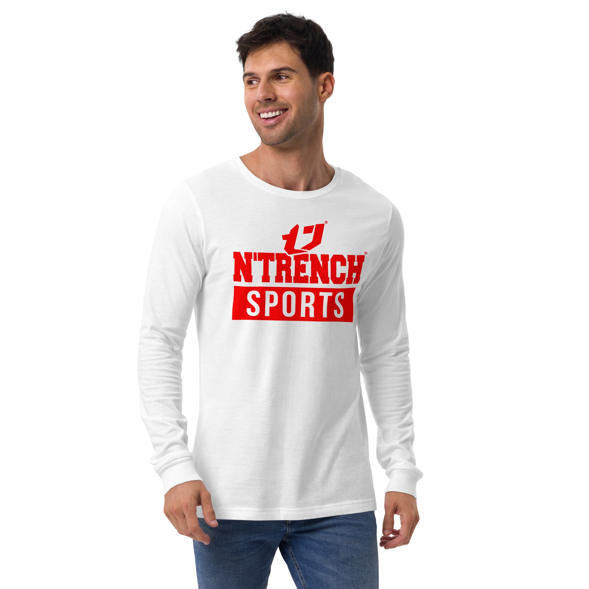 N'Trench Red Logo and Lettering Unisex Long Sleeve Tee