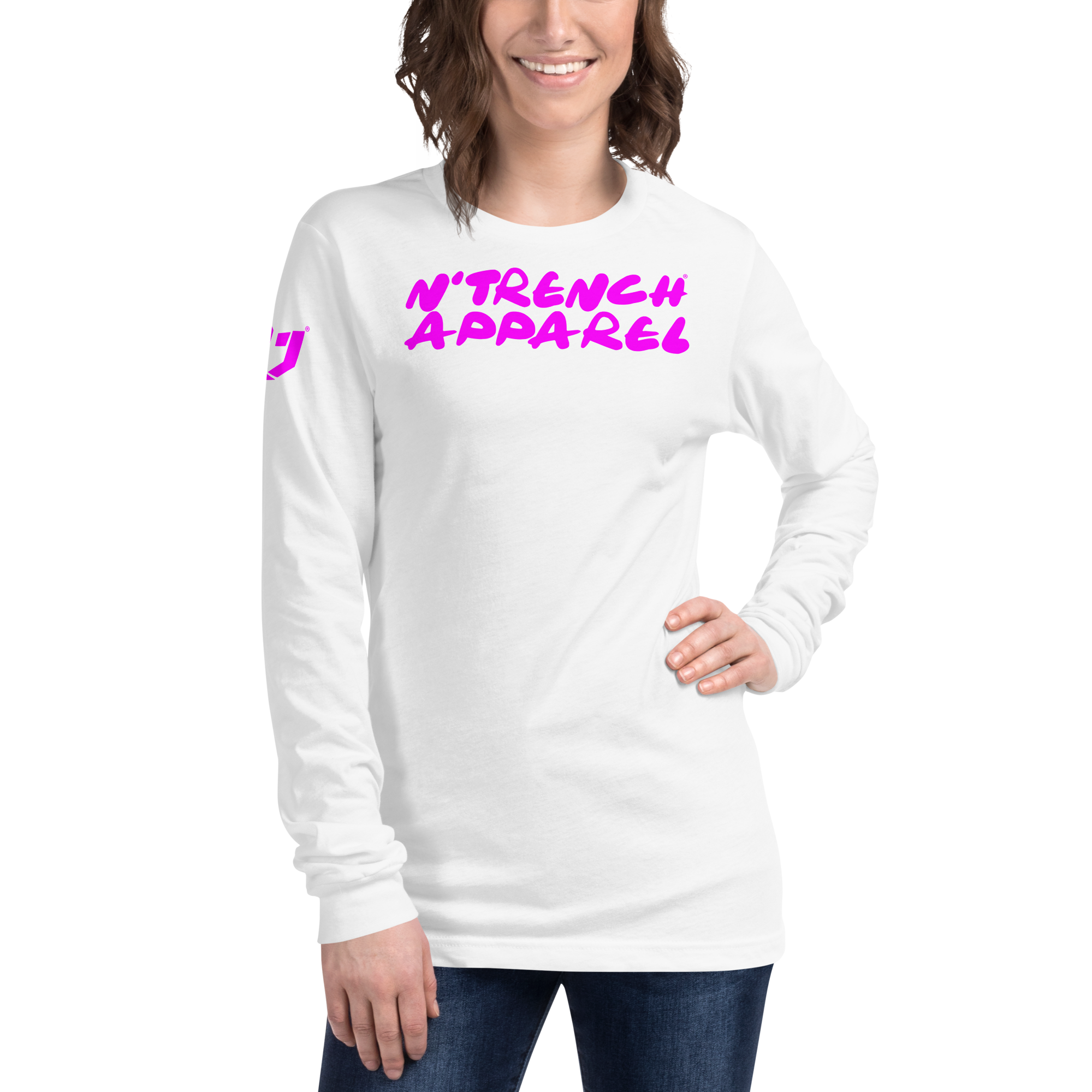 N'Trench Pink Lettering Women/Ladies Long Sleeve Tee