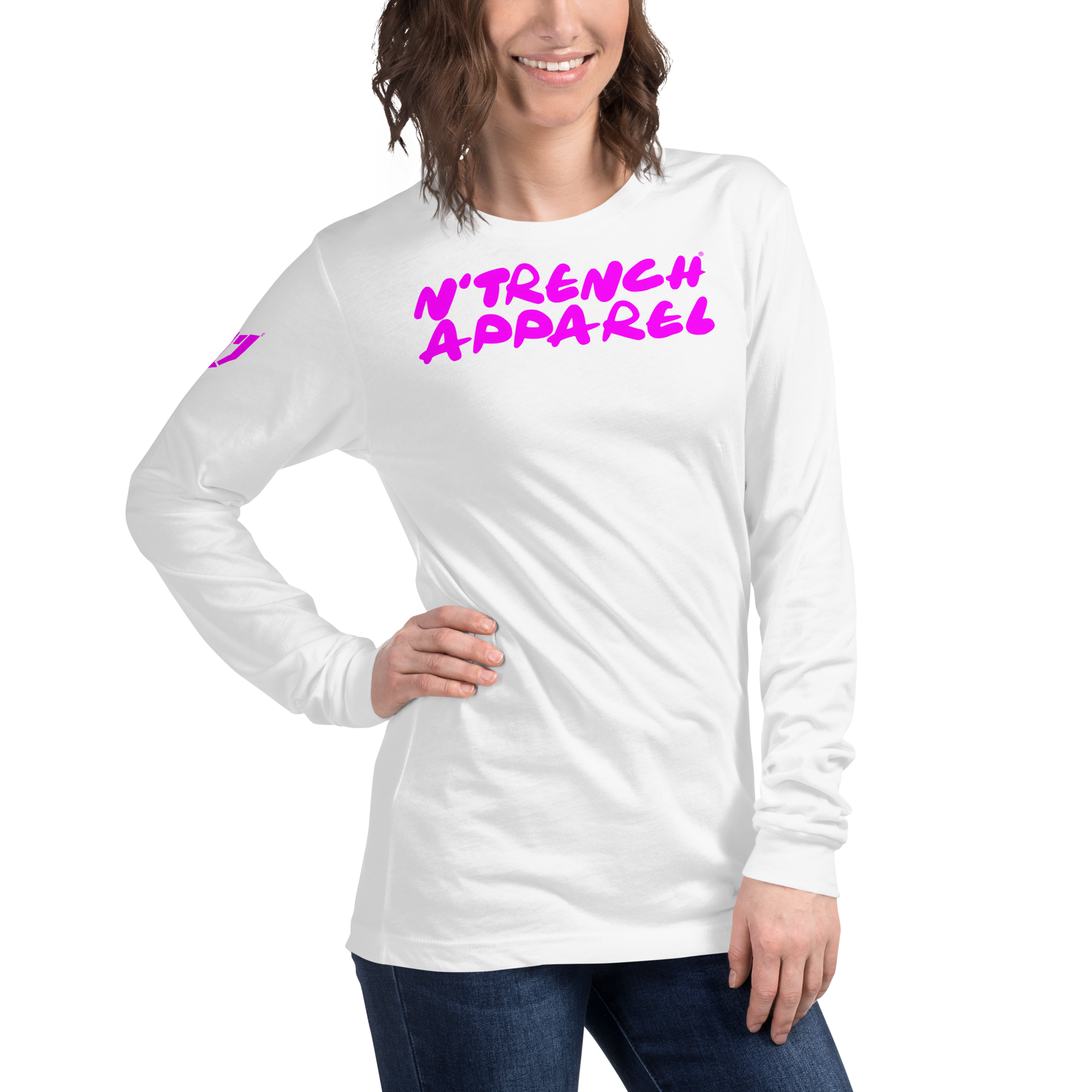 N'Trench Pink Lettering Women/Ladies Long Sleeve Tee