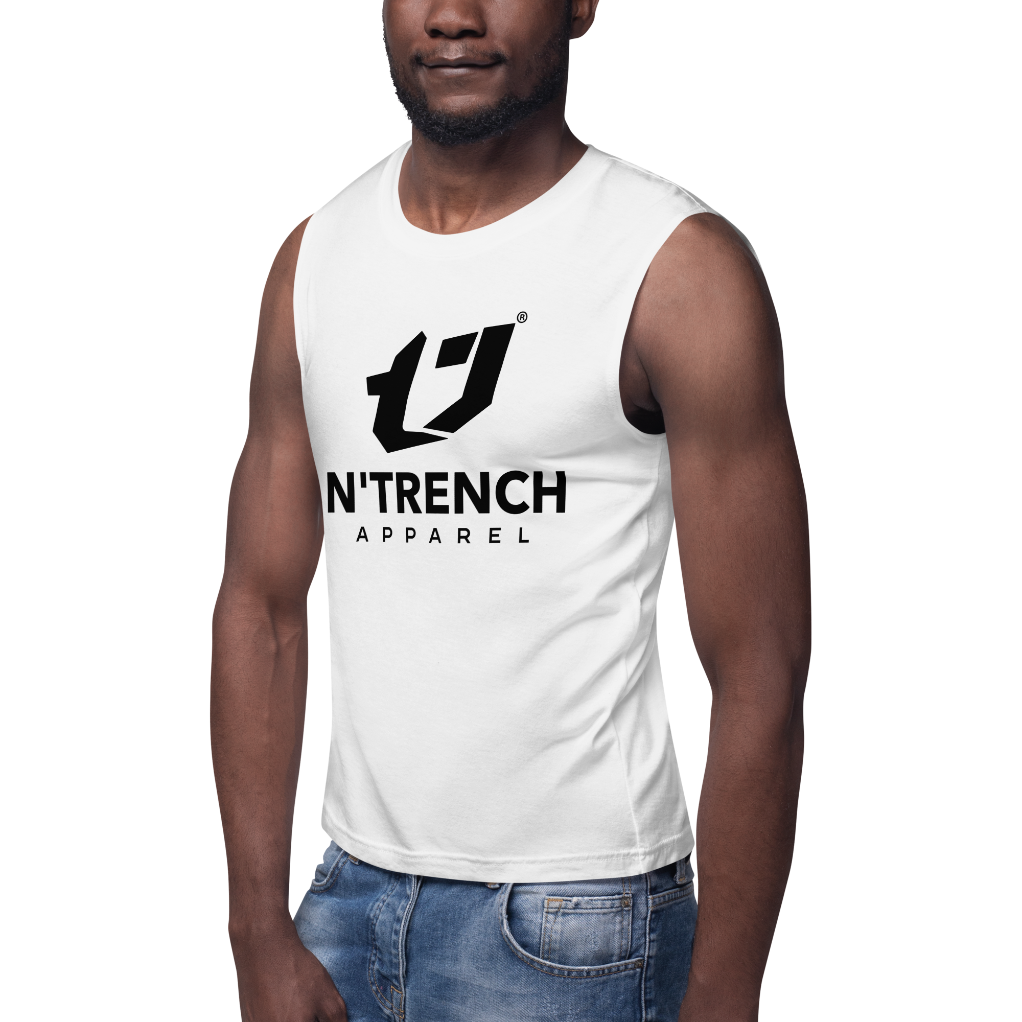 N'Trench Apparel Black Lettering and Logo Muscle Shirt