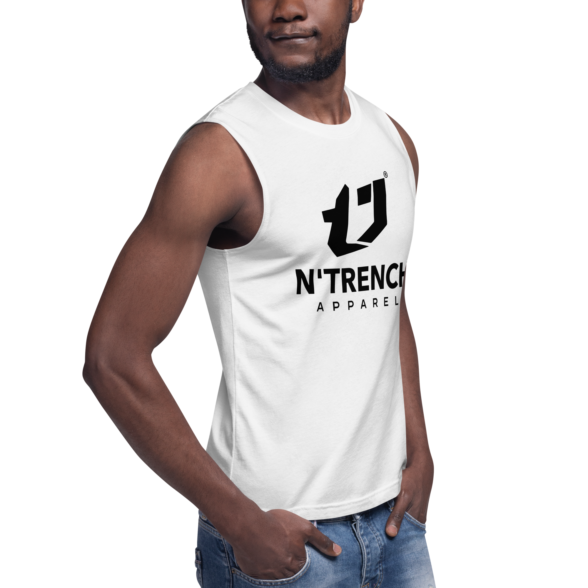 N'Trench Apparel Black Lettering and Logo Muscle Shirt