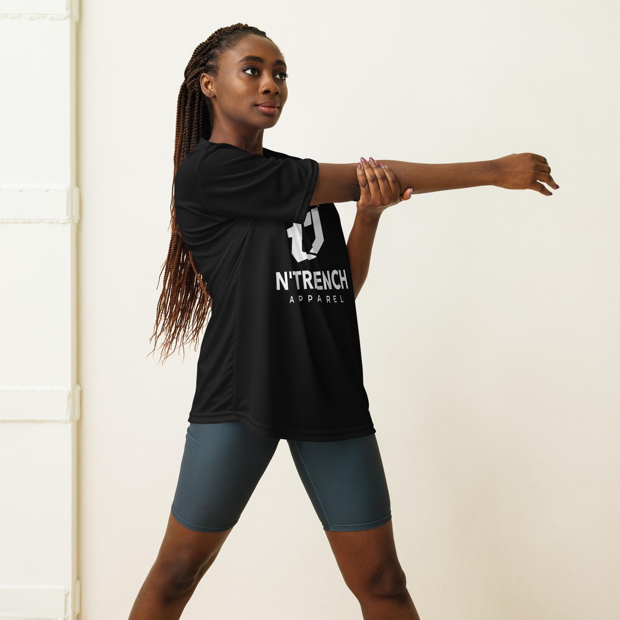 N'Trench Apparel White Lettering unisex performance crew neck t-shirt 2