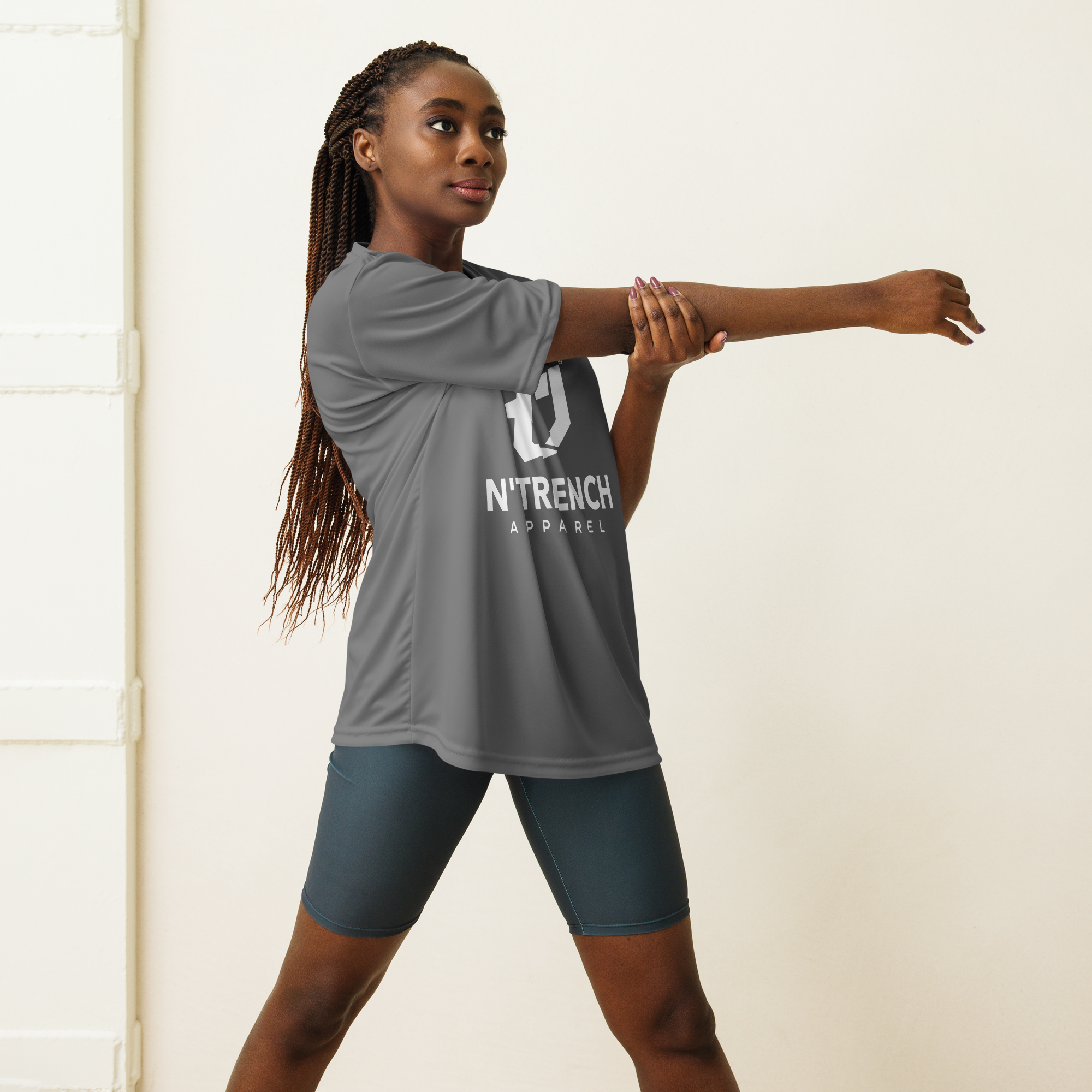 N'Trench Apparel White Lettering unisex performance crew neck t-shirt 2