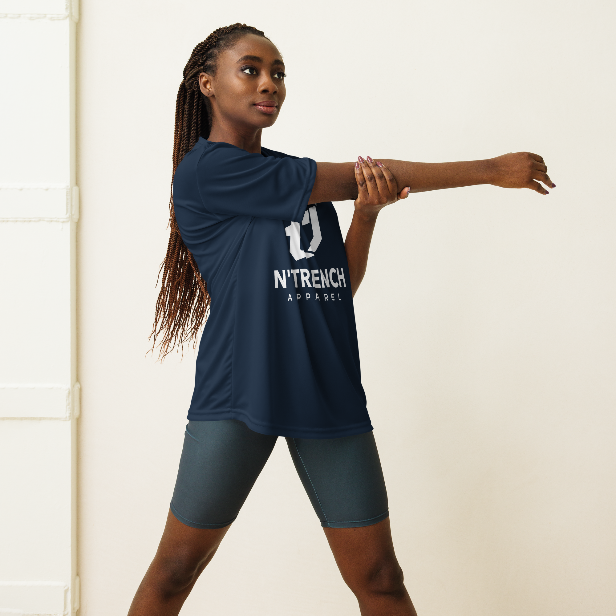 N'Trench Apparel White Lettering unisex performance crew neck t-shirt 2