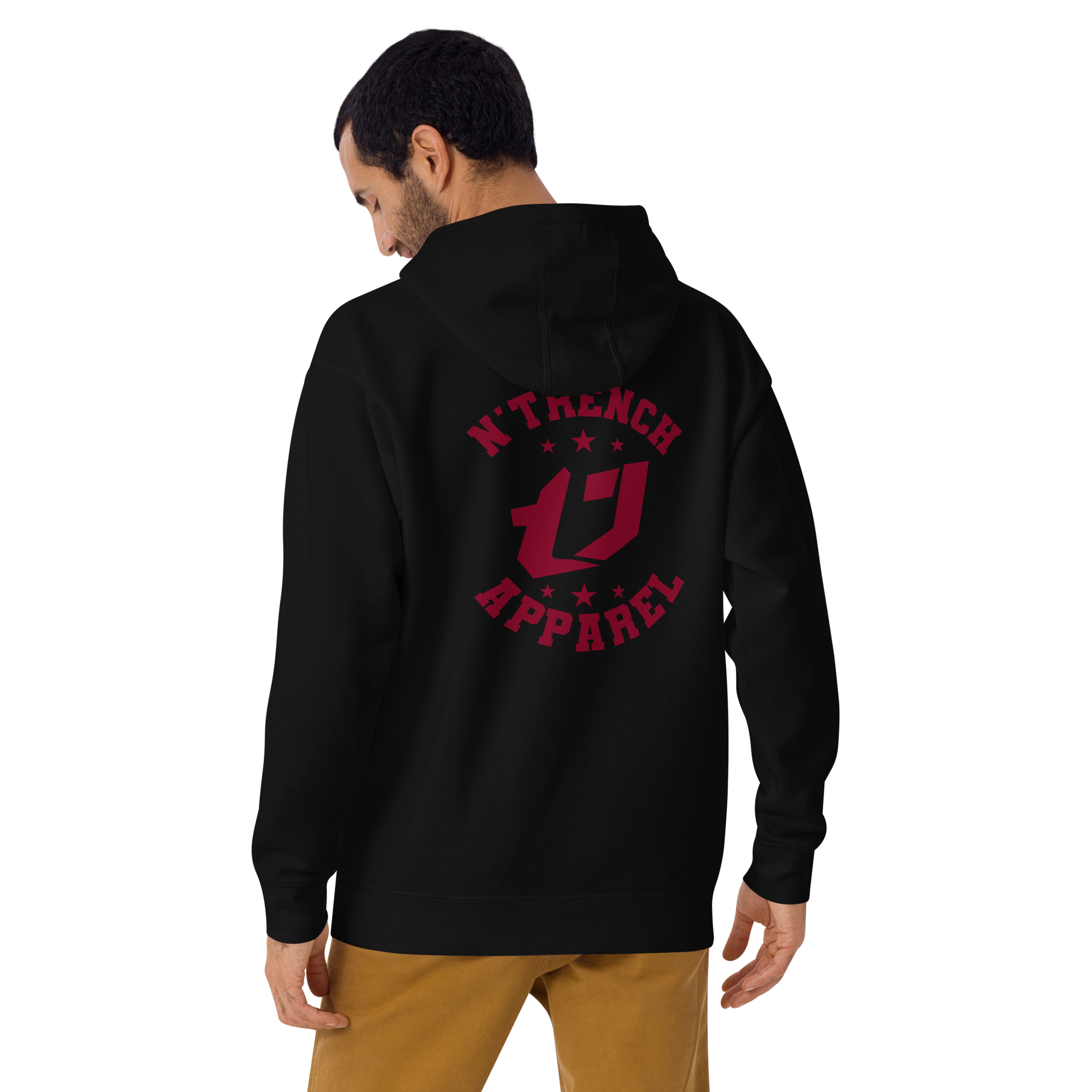 N'Trench Apparel Burgundy Logo And Font Back design Unisex Hoodie