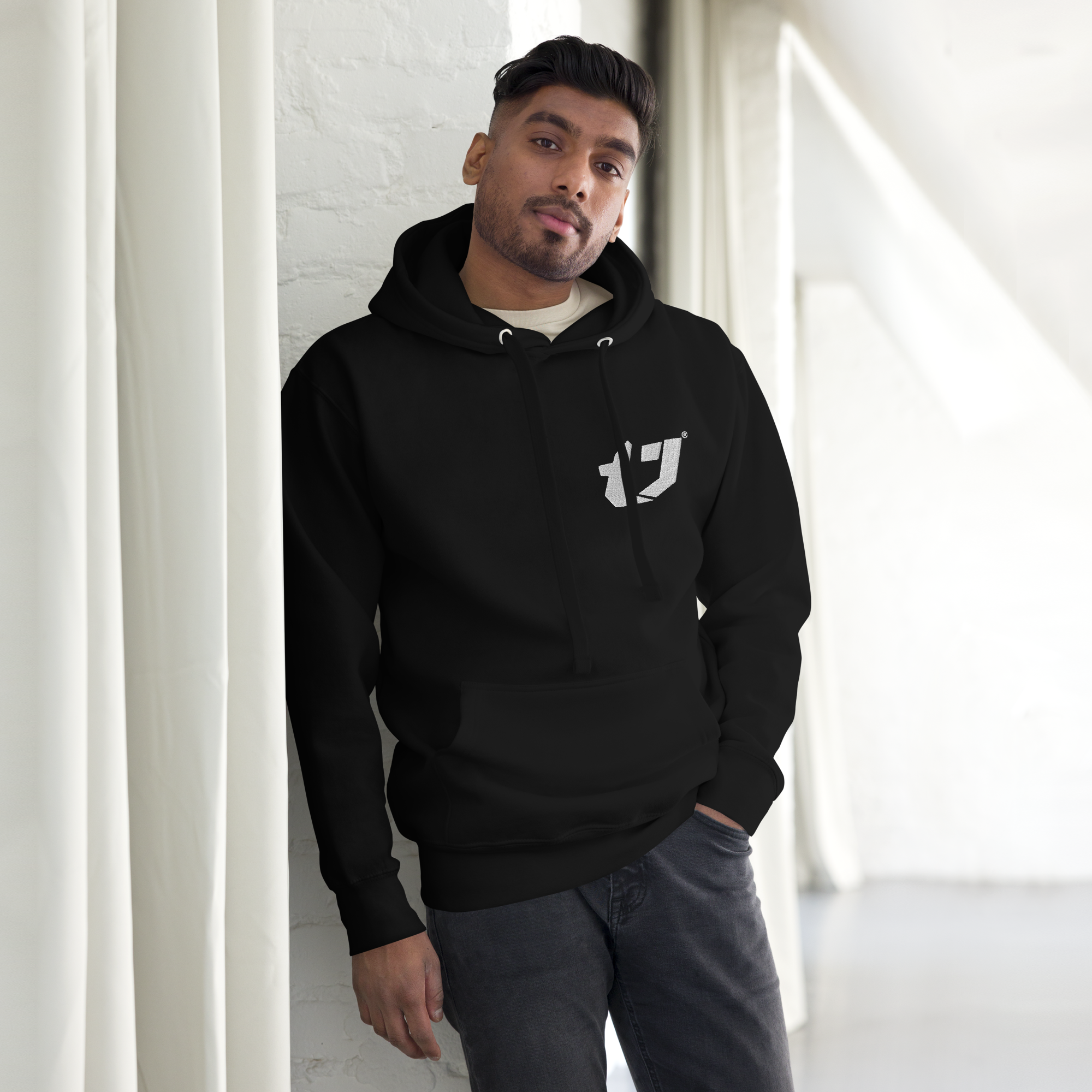 N'Trench Men/Guys embroidery White Logo Premium Hoodie