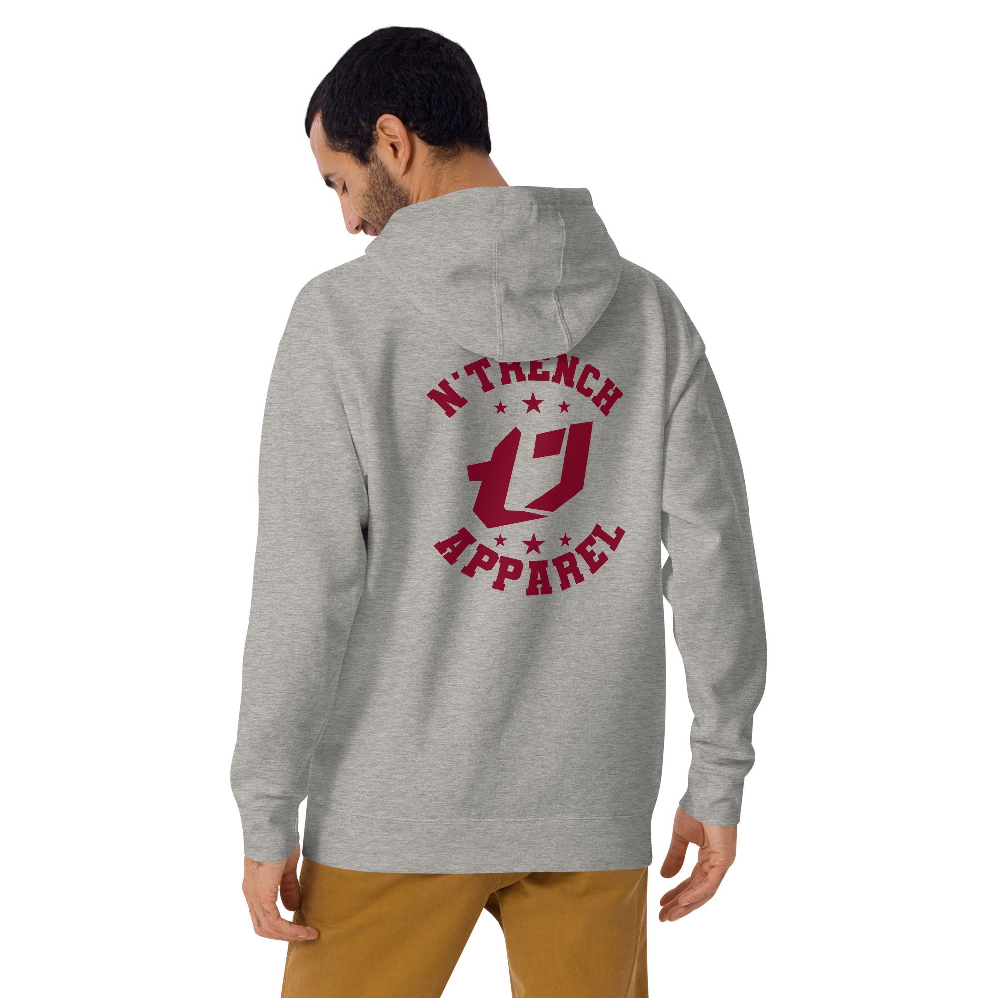 N'Trench Apparel Burgundy Logo And Font Back design Unisex Hoodie