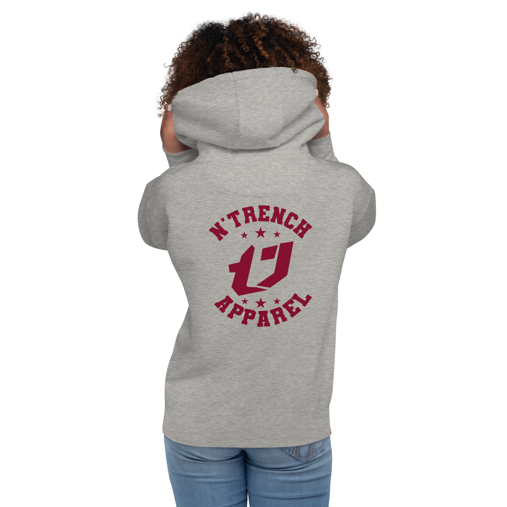 N'Trench Apparel Burgundy Logo And Font Back design Unisex Hoodi