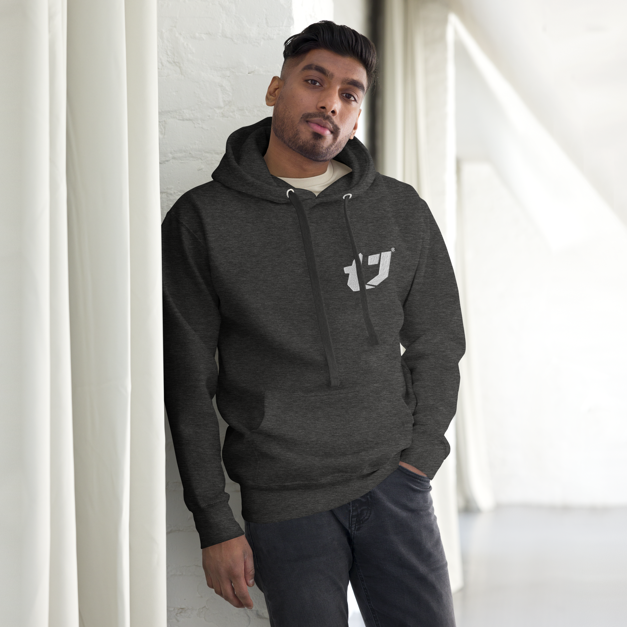 N'Trench Men/Guys embroidery White Logo Premium Hoodie