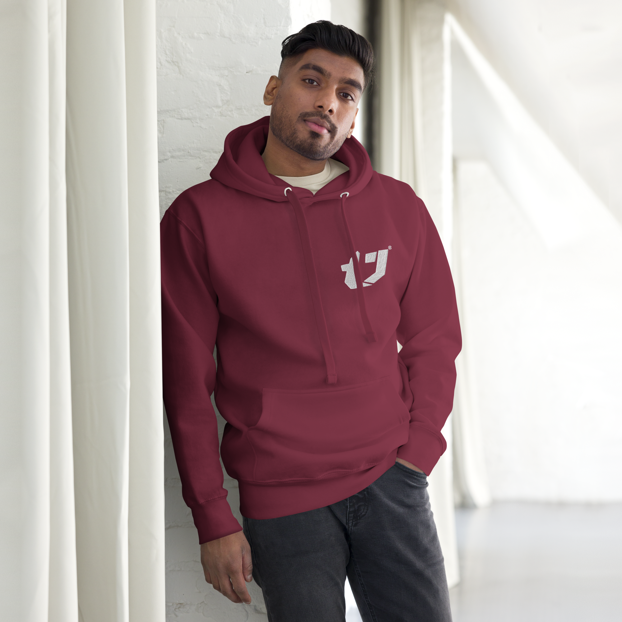 N'Trench Men/Guys embroidery White Logo Premium Hoodie