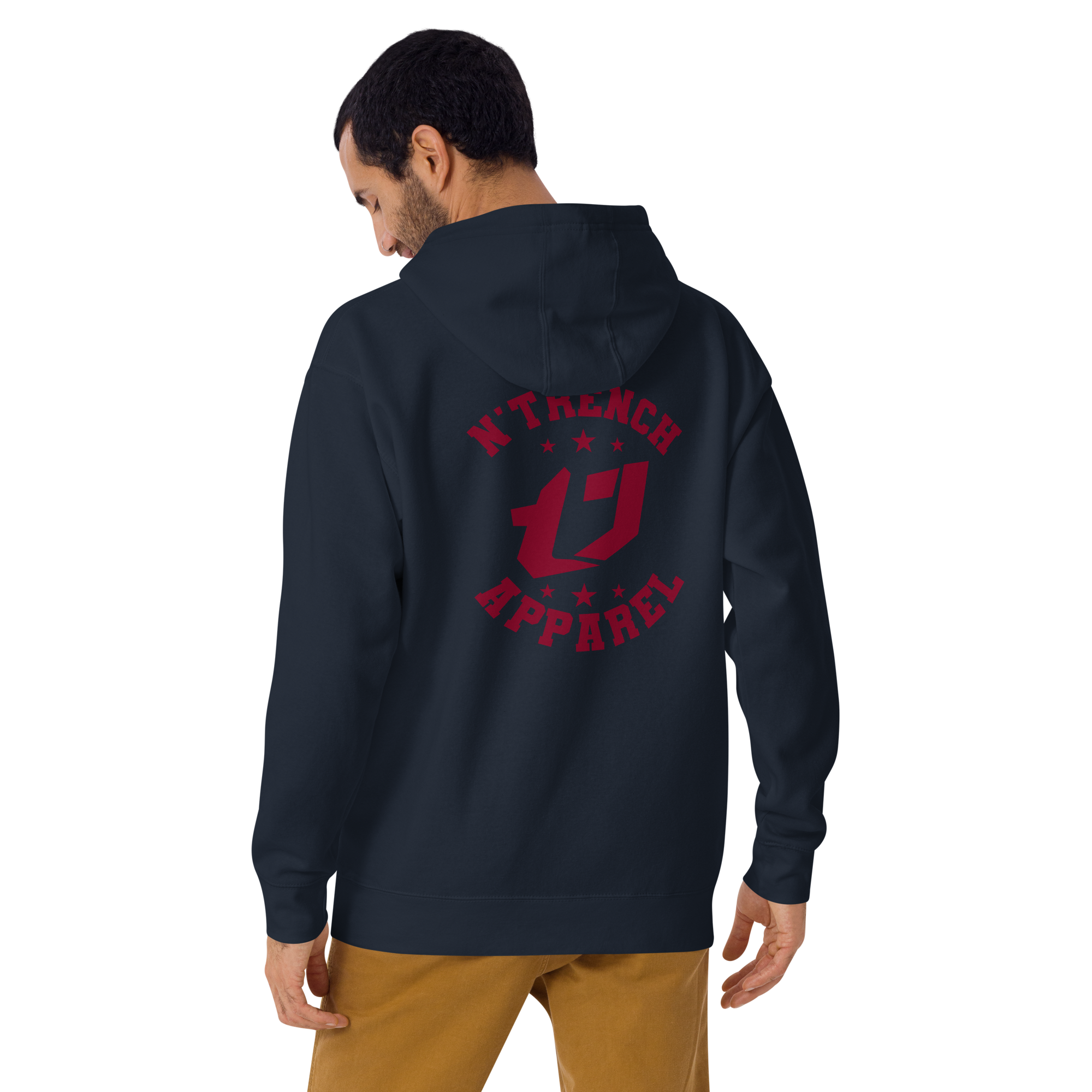 N'Trench Apparel Burgundy Logo And Font Back design Unisex Hoodie