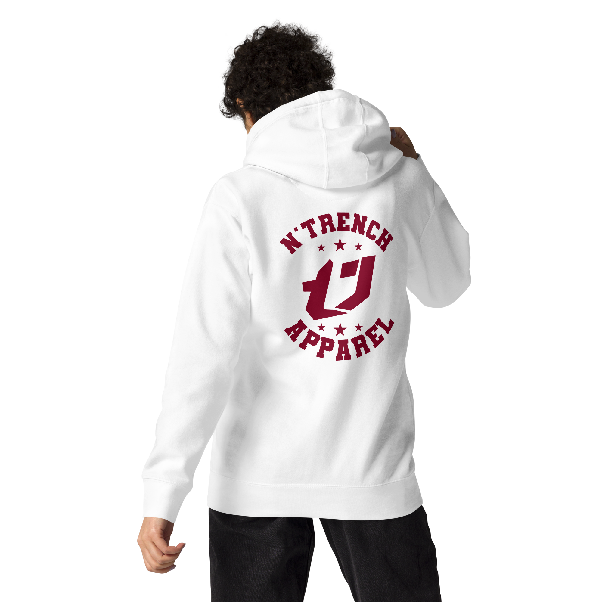 N'Trench Apparel Burgundy Logo And Font Back design Unisex Hoodie