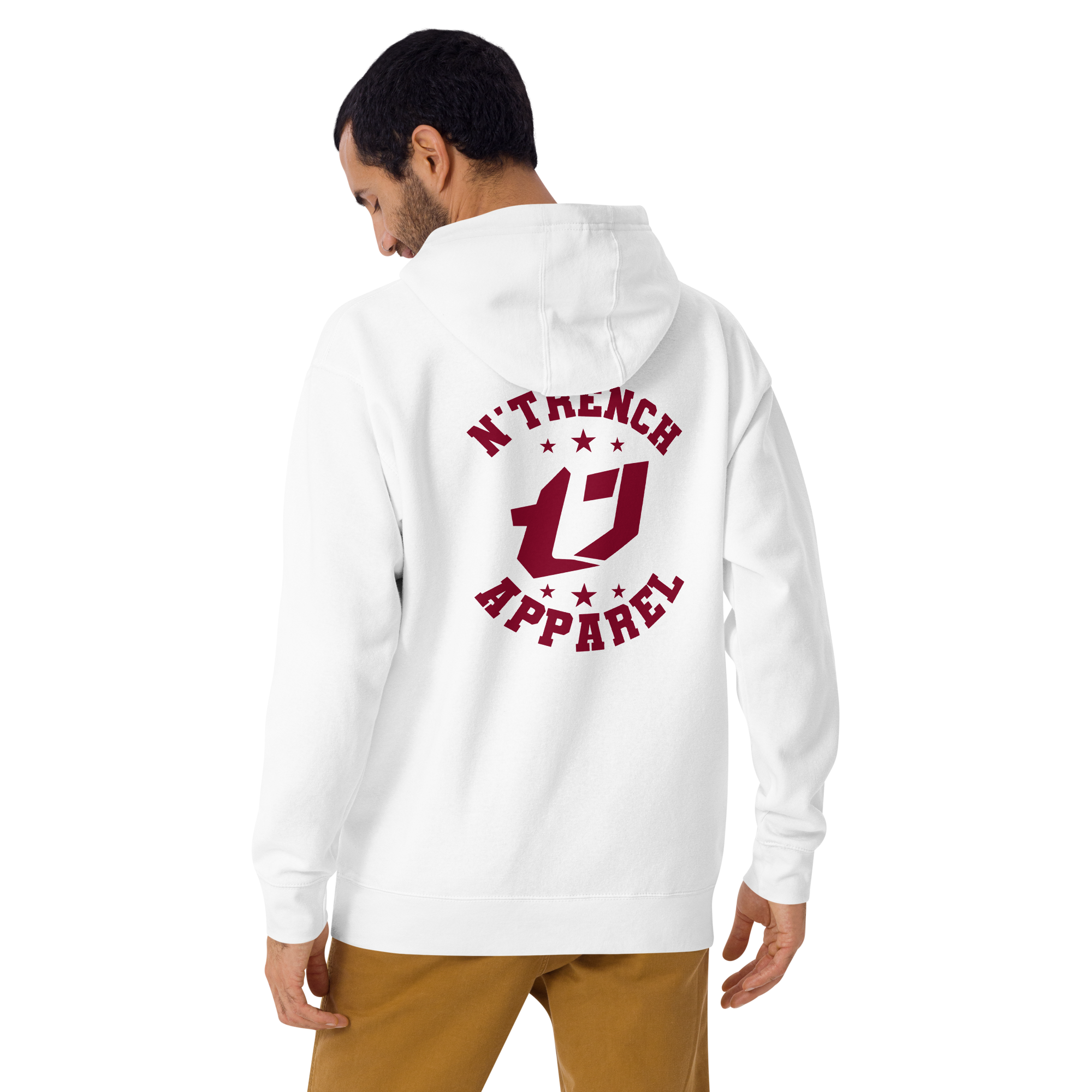 N'Trench Apparel Burgundy Logo And Font Back design Unisex Hoodie