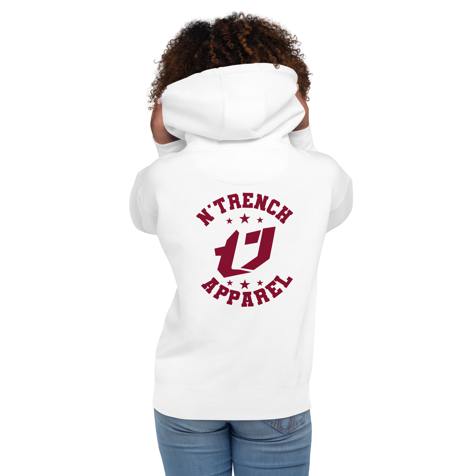 N'Trench Apparel Burgundy Logo And Font Back design Unisex Hoodi