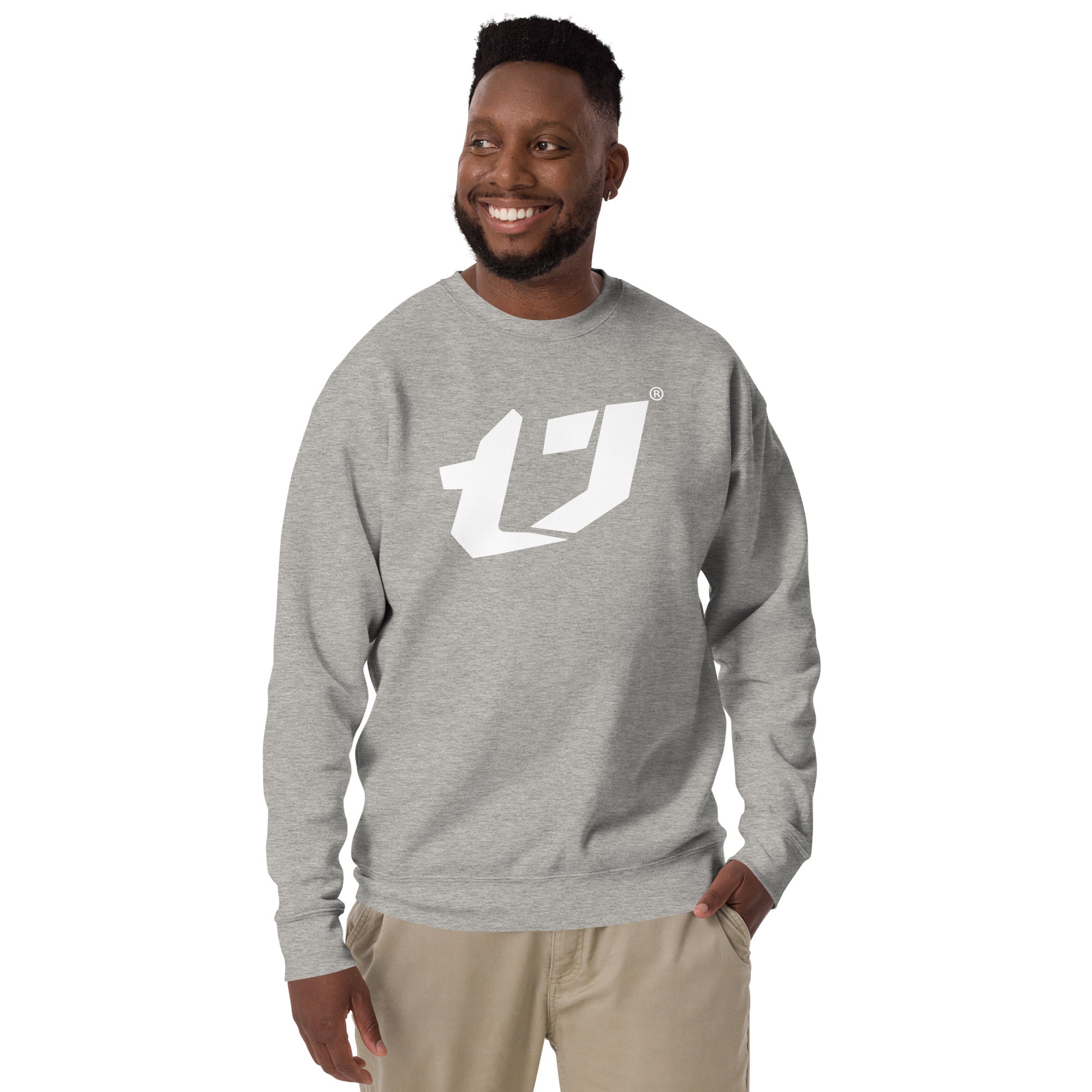 N'Trench Men/Guys White Large Logo Premium Sweatshirt
