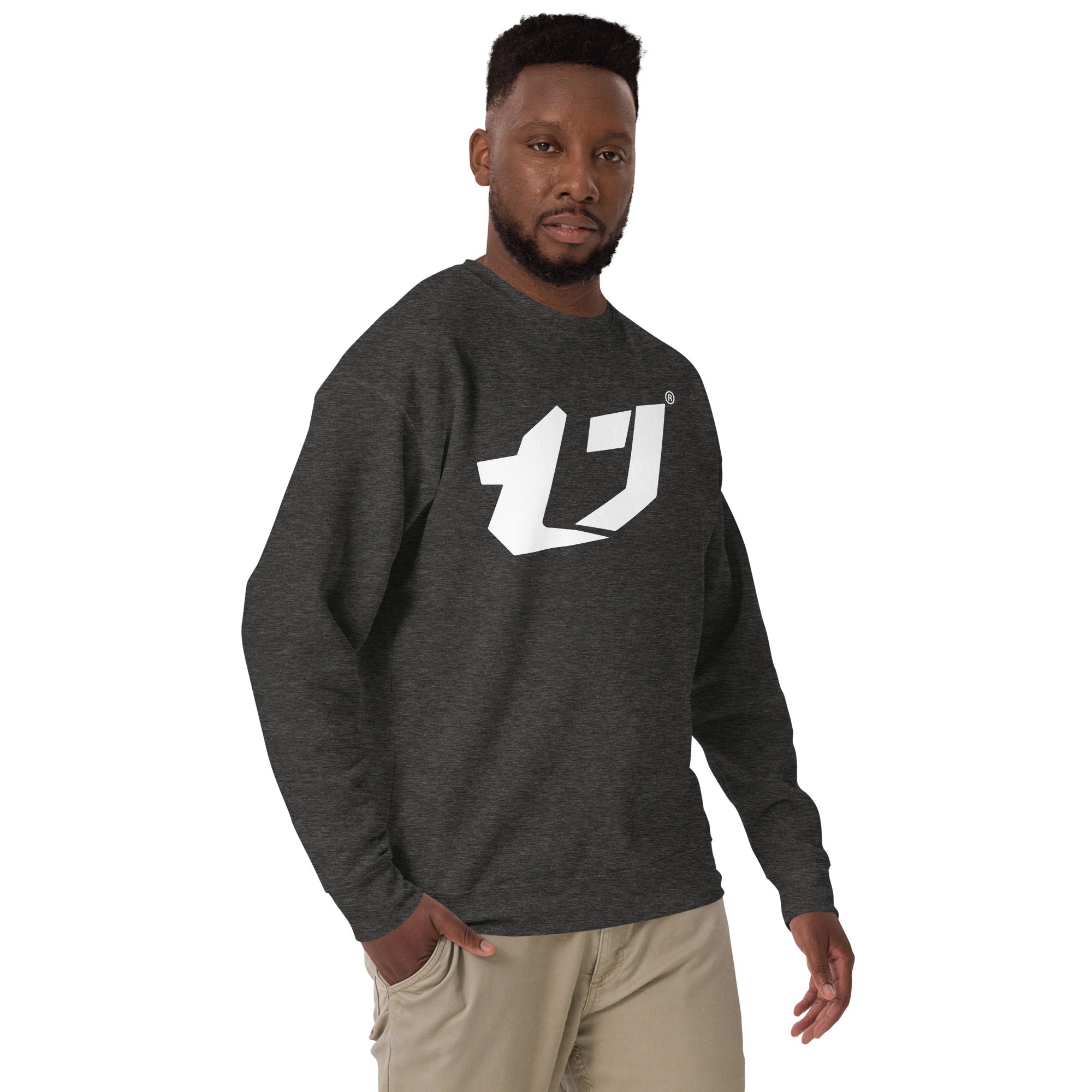 N'Trench Men/Guys White Large Logo Premium Sweatshirt