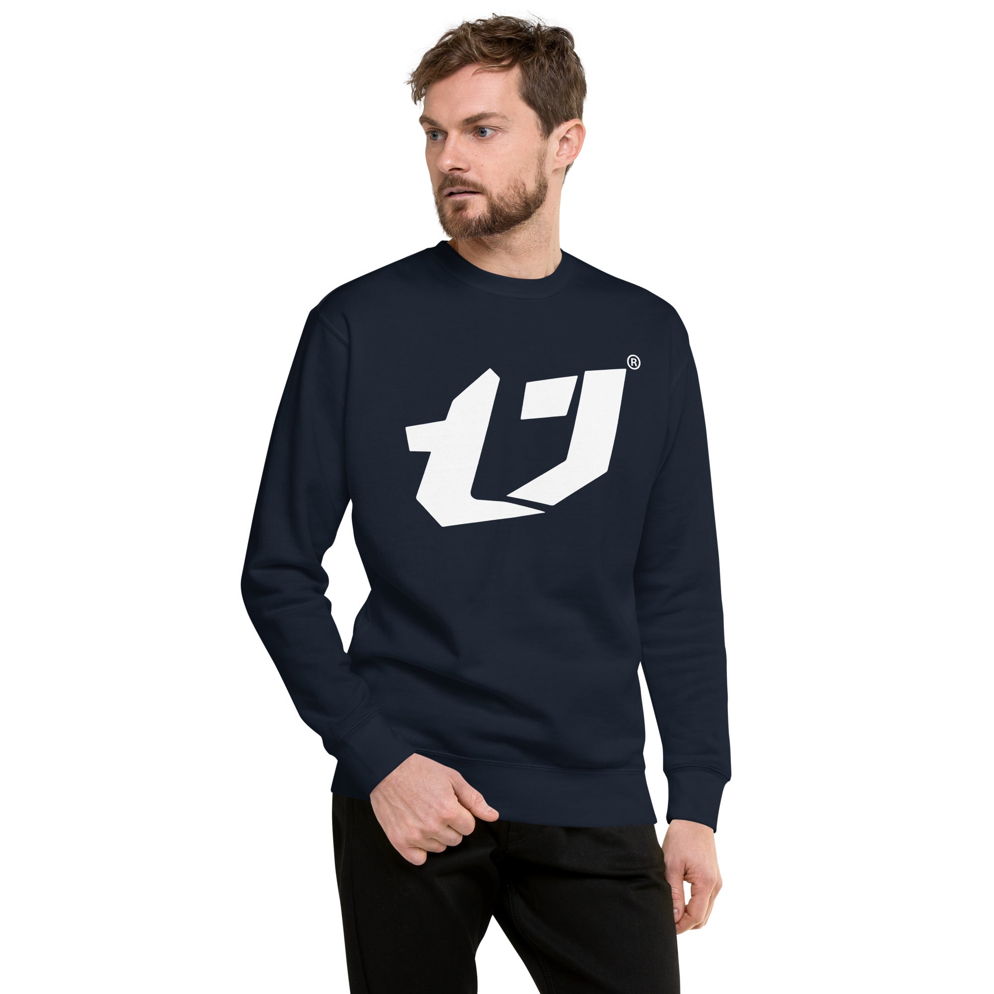 N'Trench Men/Guys White Large Logo Premium Sweatshirt