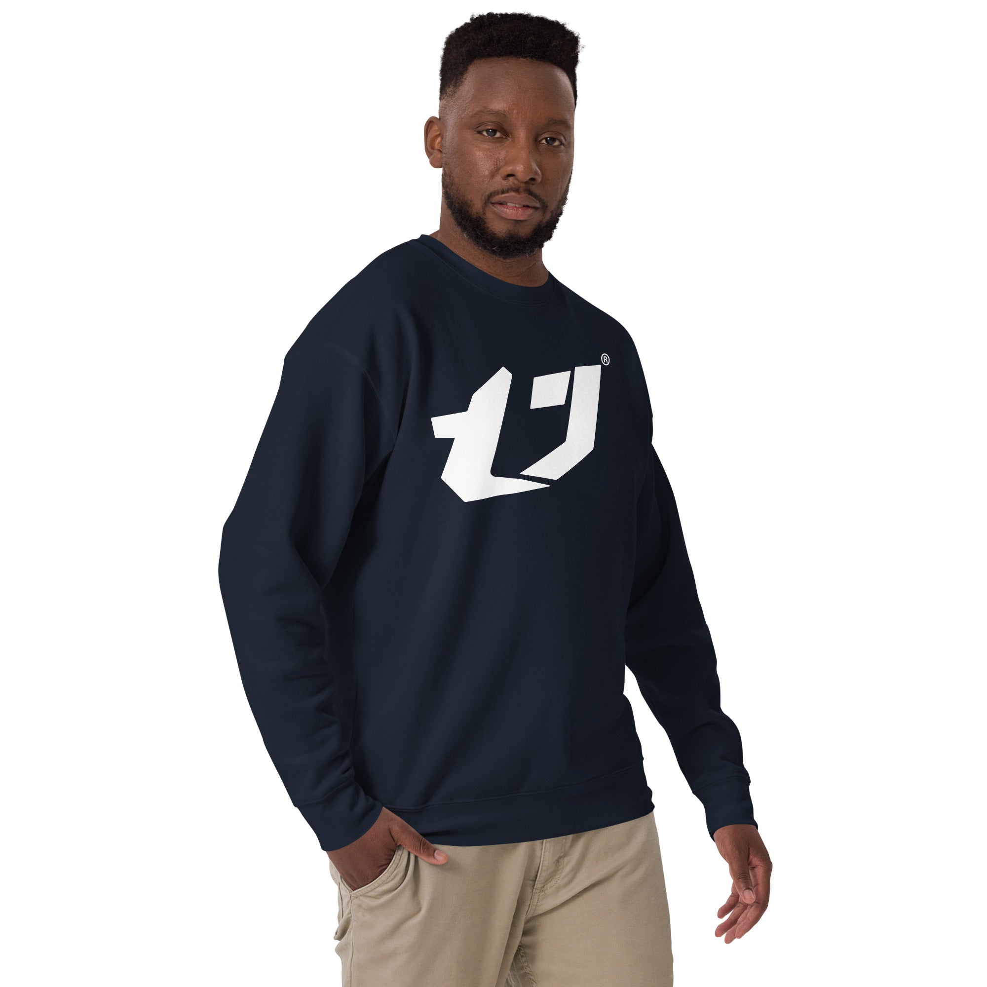 N'Trench Men/Guys White Large Logo Premium Sweatshirt