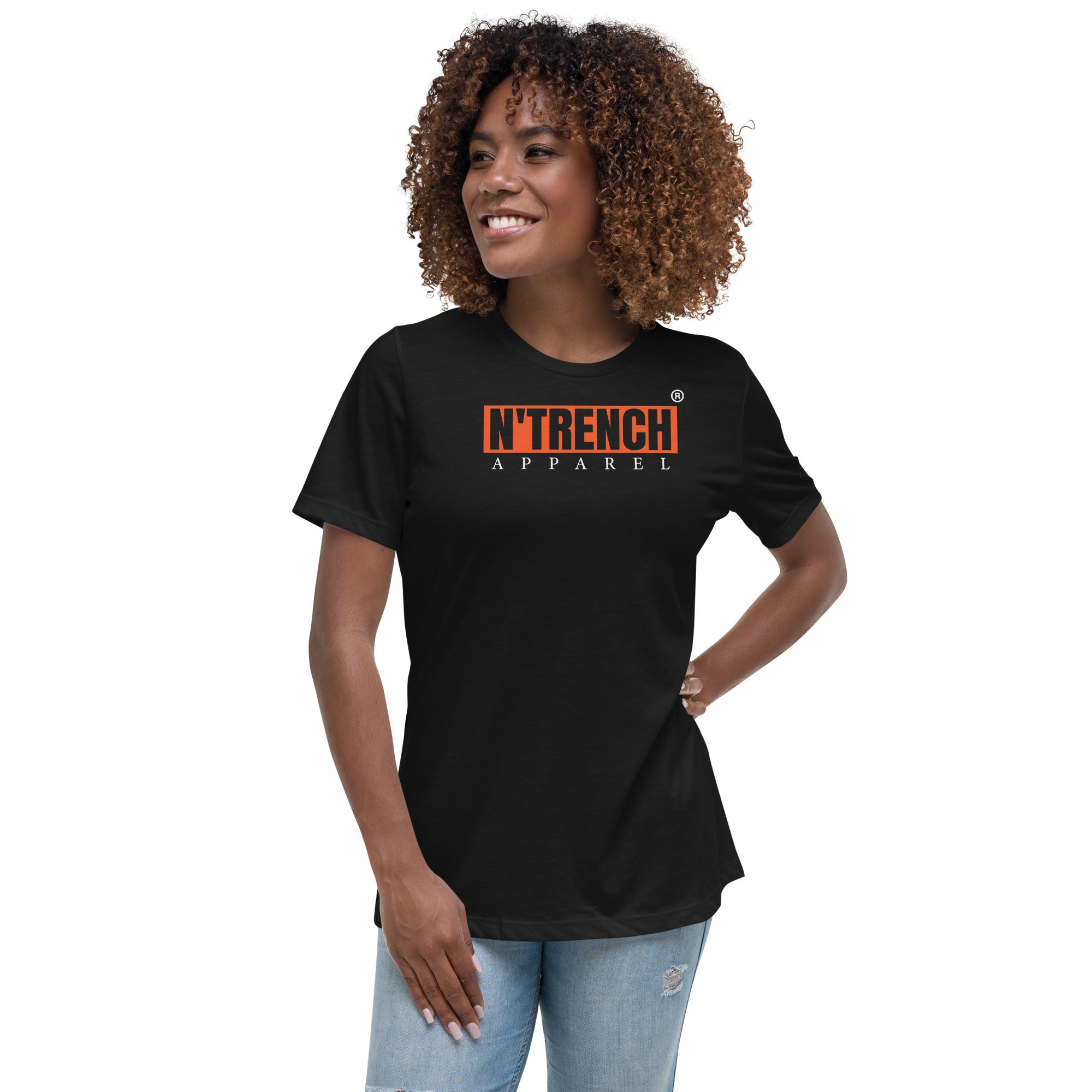 N'Trench Orange Lettering Design Women/Ladies  Relaxed T-Shirt